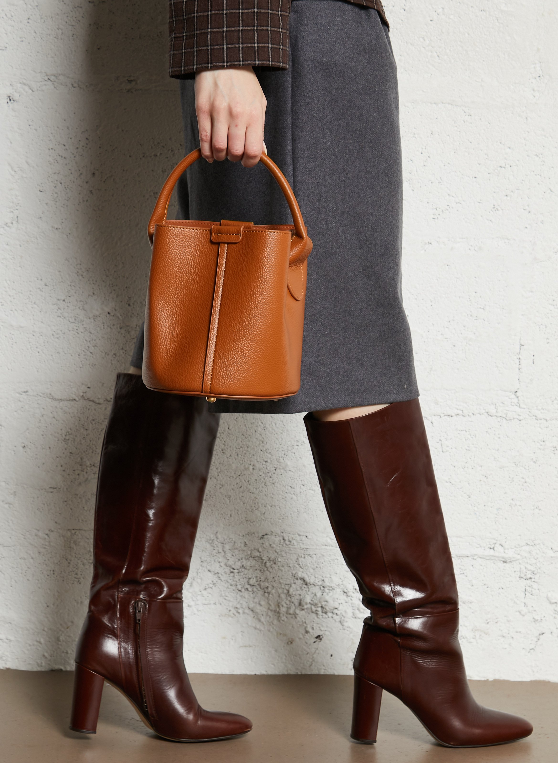 Faux leather bucket bag AU PRINTEMPS PARIS Brown