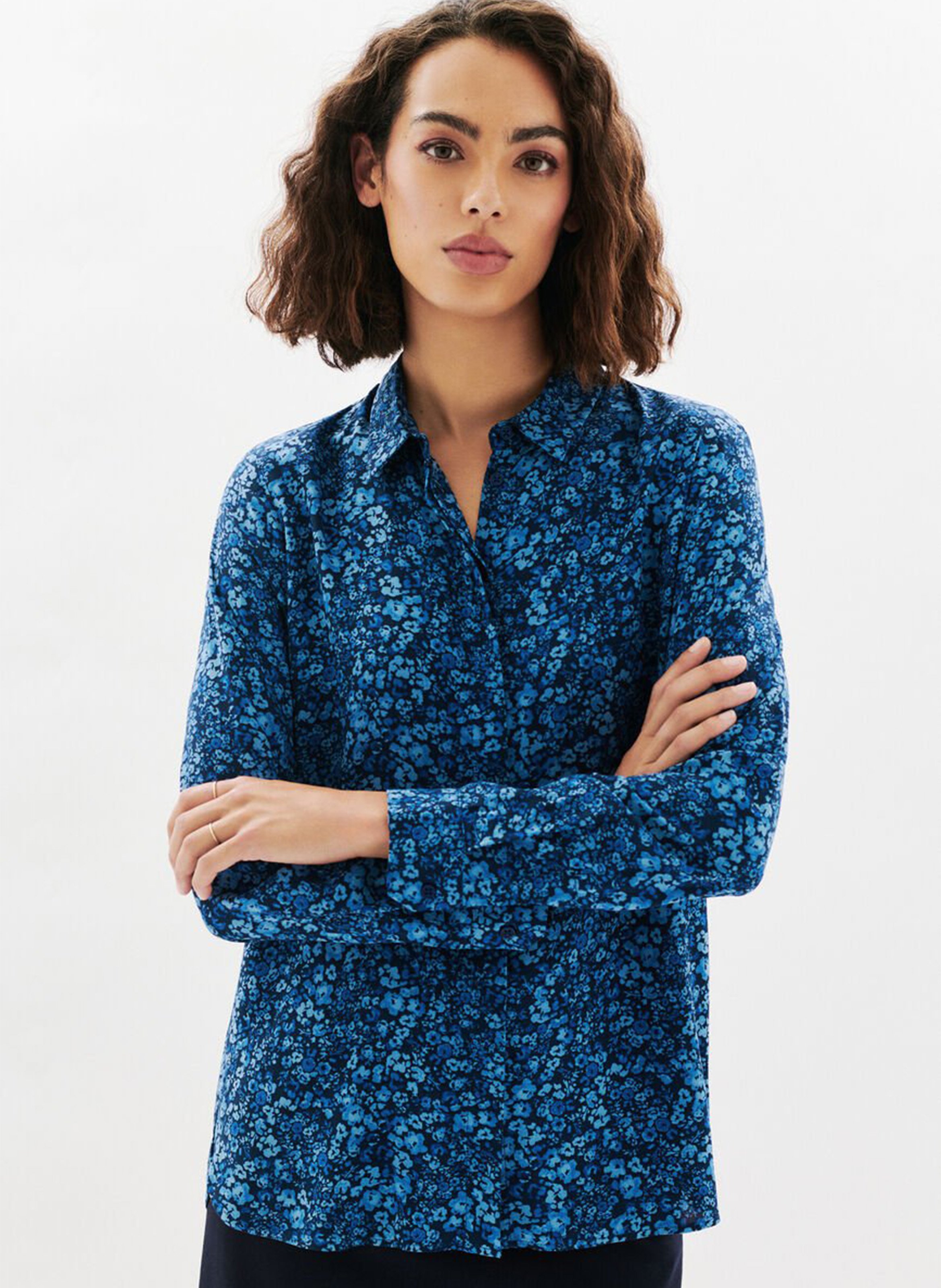 Straight printed shirt with classic collar CAROLL Blue