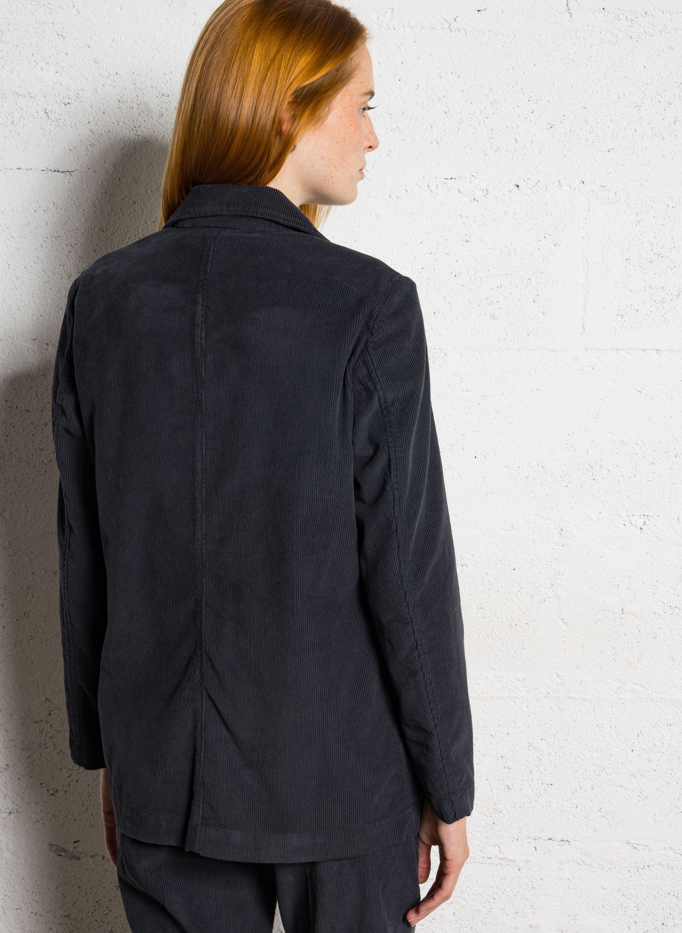 Veste ajustée col tailleur en velours côtelé DIEGA Bleu