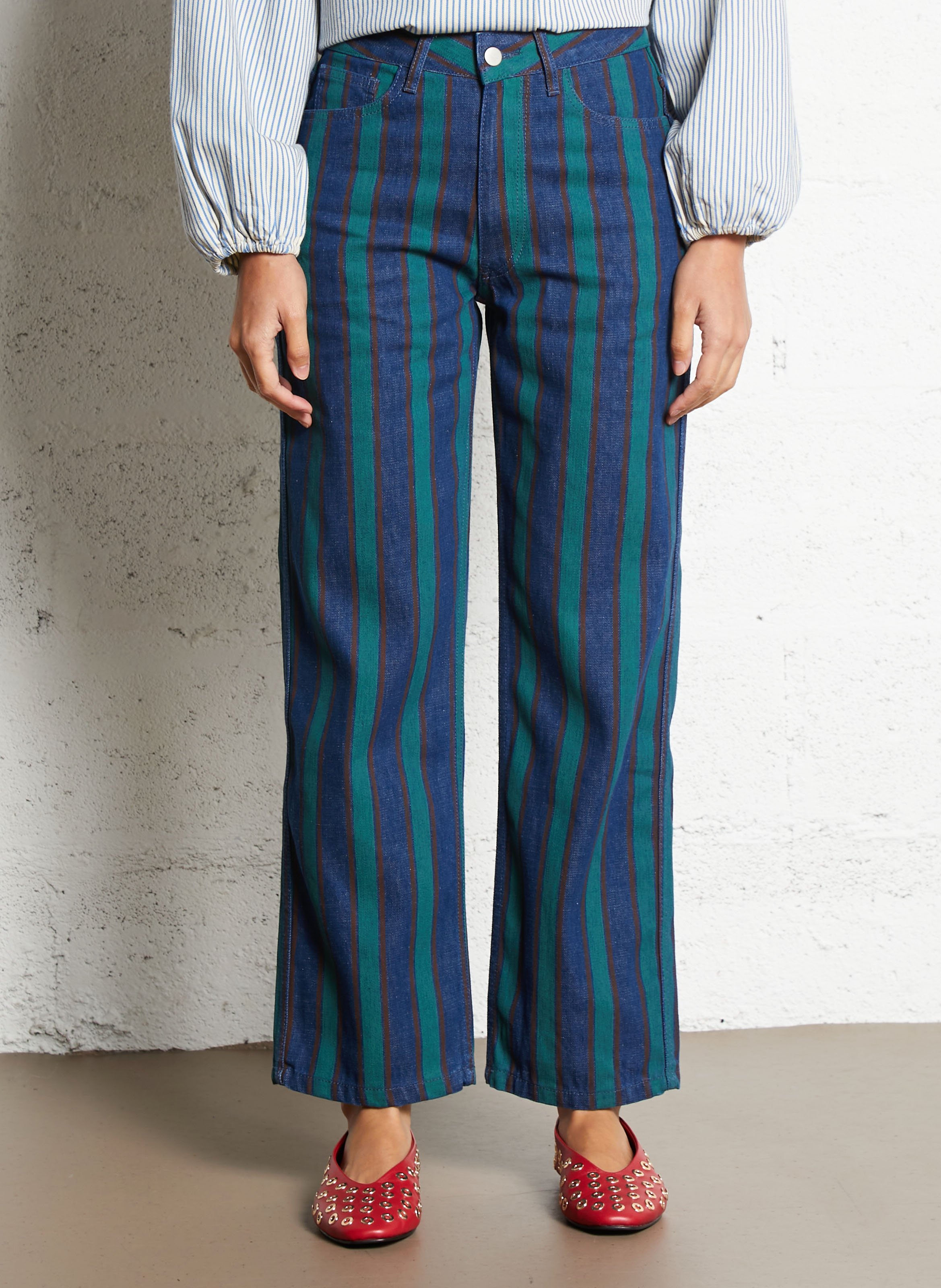 Jean droit en coton THE TINY BIG SISTER Beige