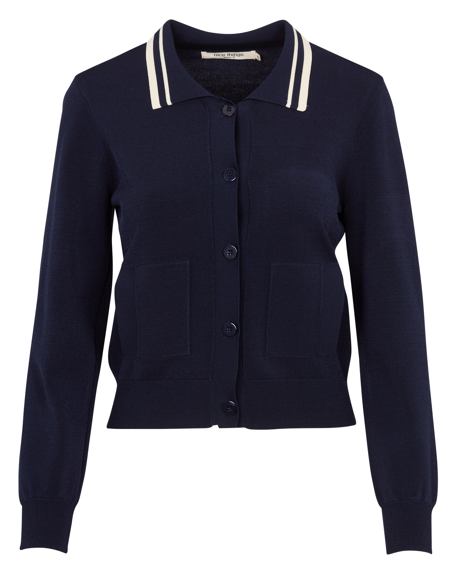 Recht vest met klassieke kraag in gebreide stof NICE THINGS Blauw