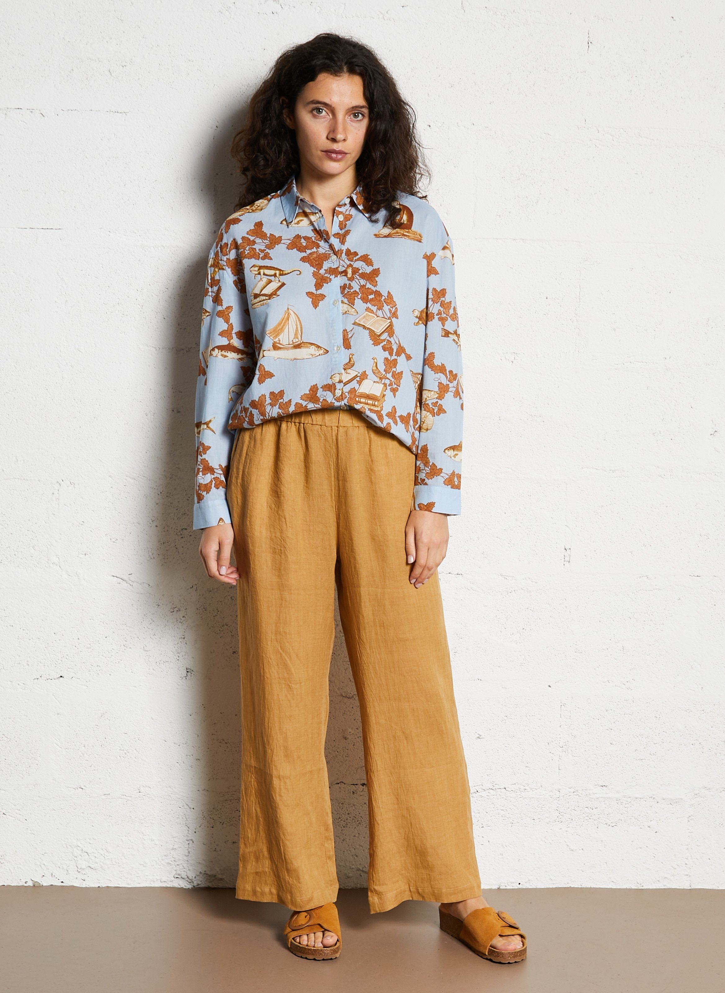 Gerade geschnittene Leinenhose NICE THINGS Beige