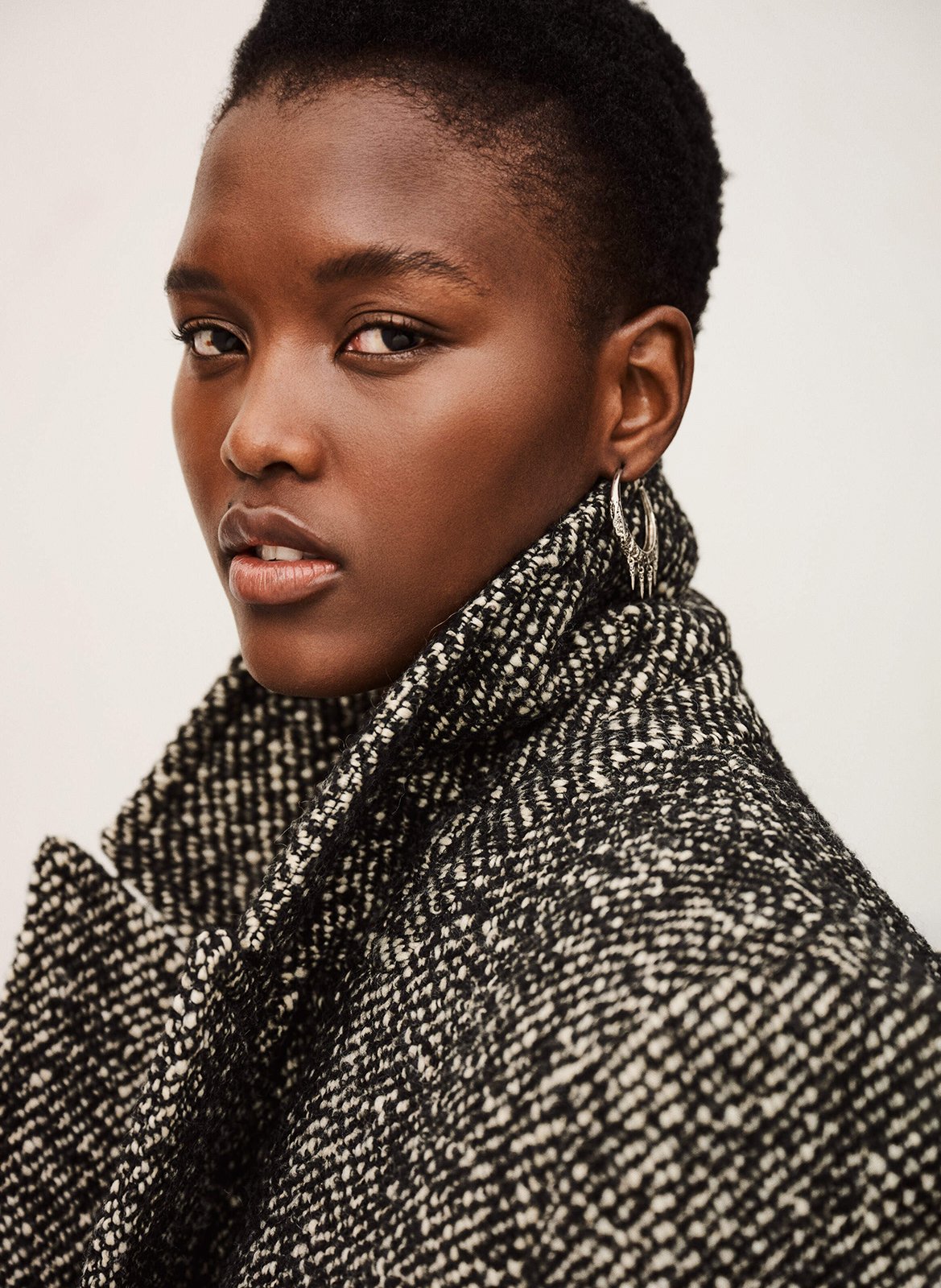 Manteau long en maille bicolore BA&SH Noir