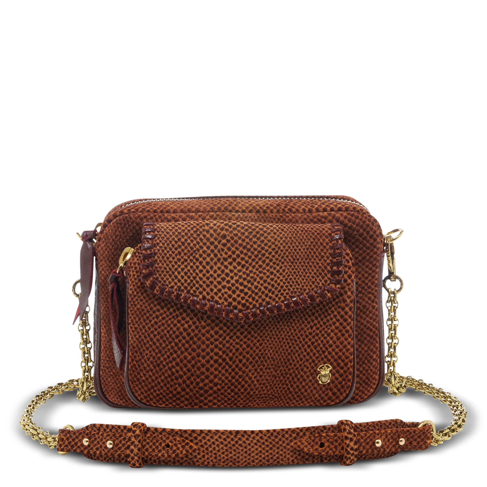 Sac bandoulière en cuir mélangé CLARIS VIROT Rouge