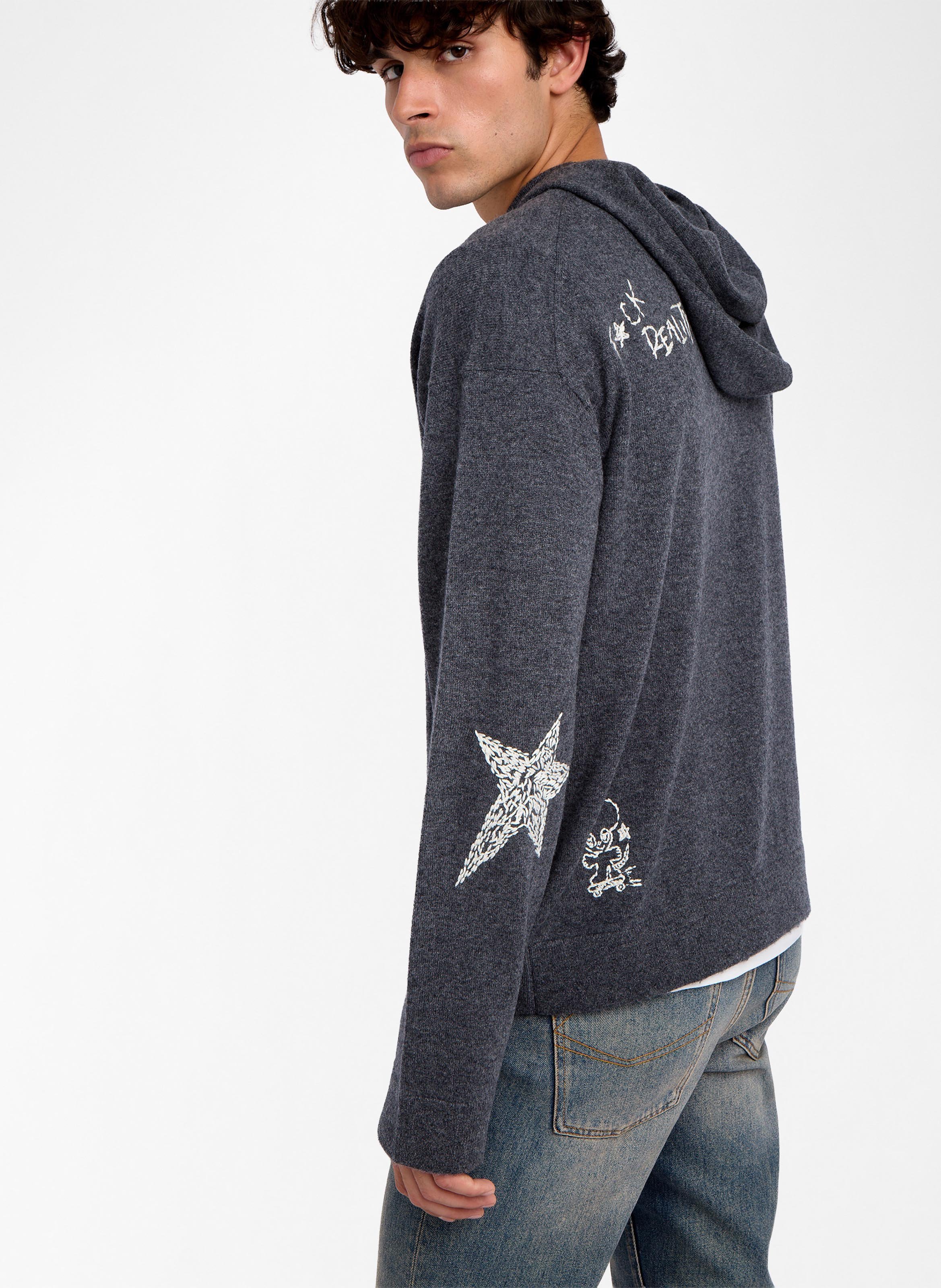 Caissa - Wollstrickpullover mit V-Ausschnitt und Details ZADIG&VOLTAIRE Grau