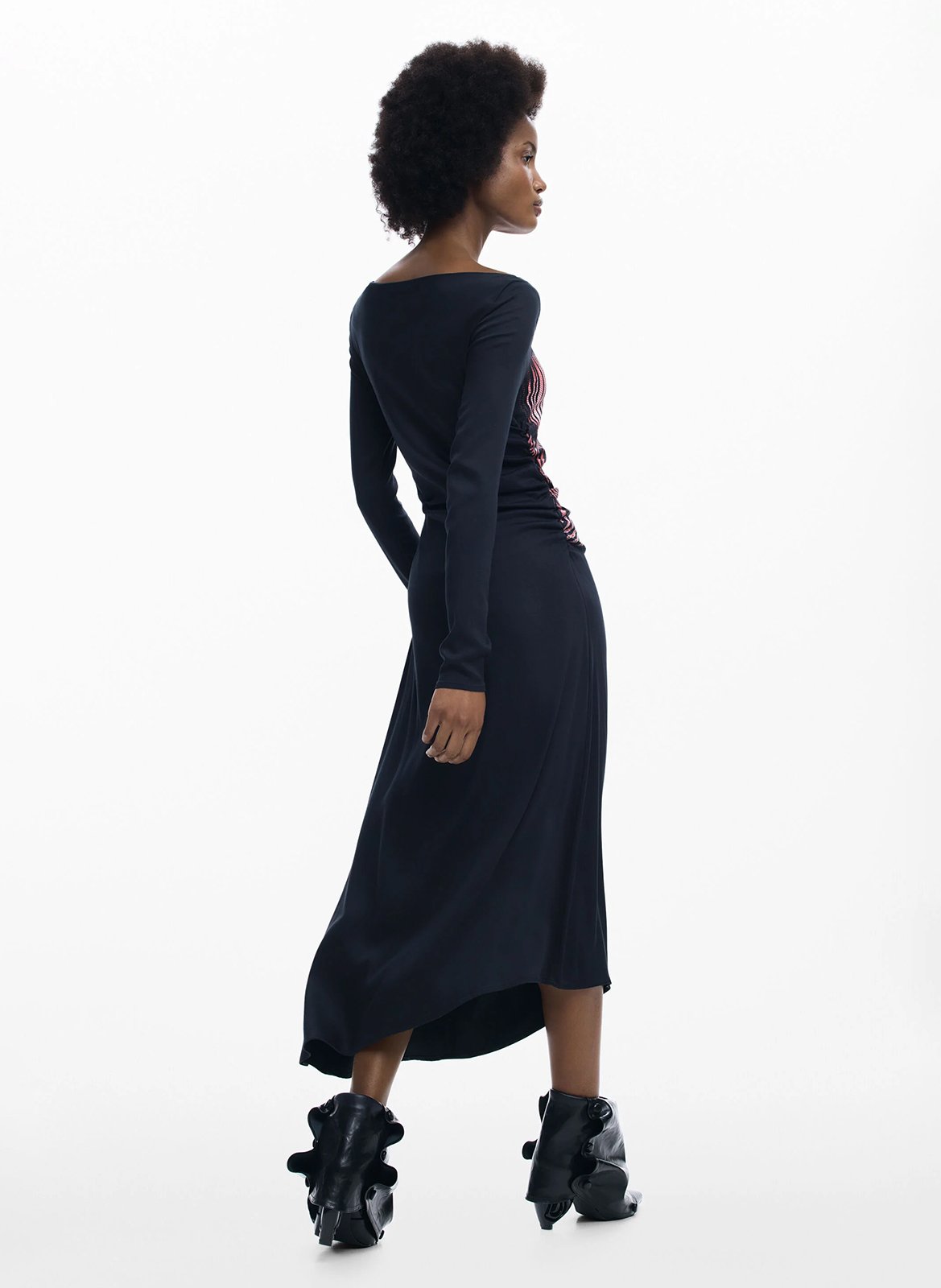 Robe midi col bateau  DESIGUAL Noir