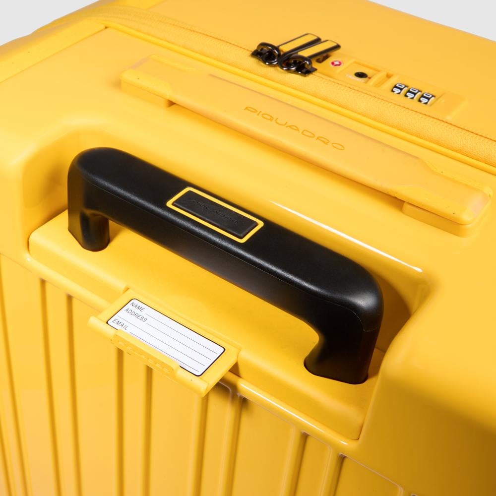 Medium 4-wheel trolley suitcase with TSA lock PIQUADRO Yellow