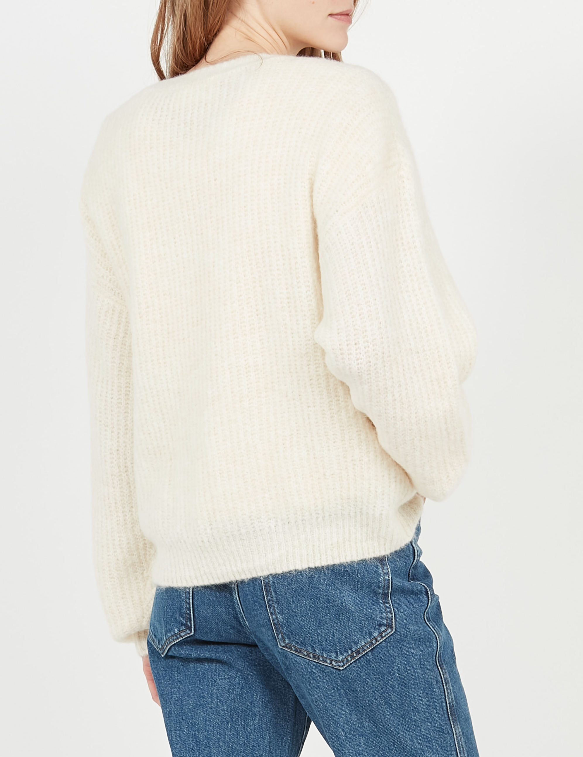 Pull droit à maille duveteuse en laine mélangée AMERICAN VINTAGE Beige