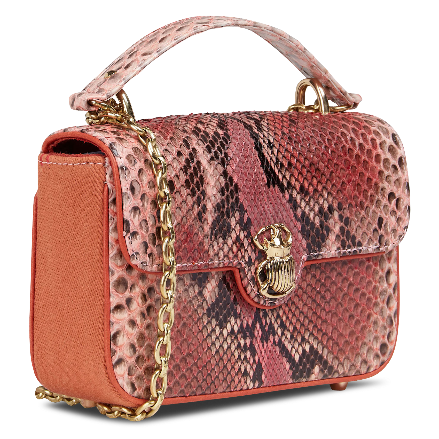 Umhängetasche aus Pythonleder CLARIS VIROT Rosa