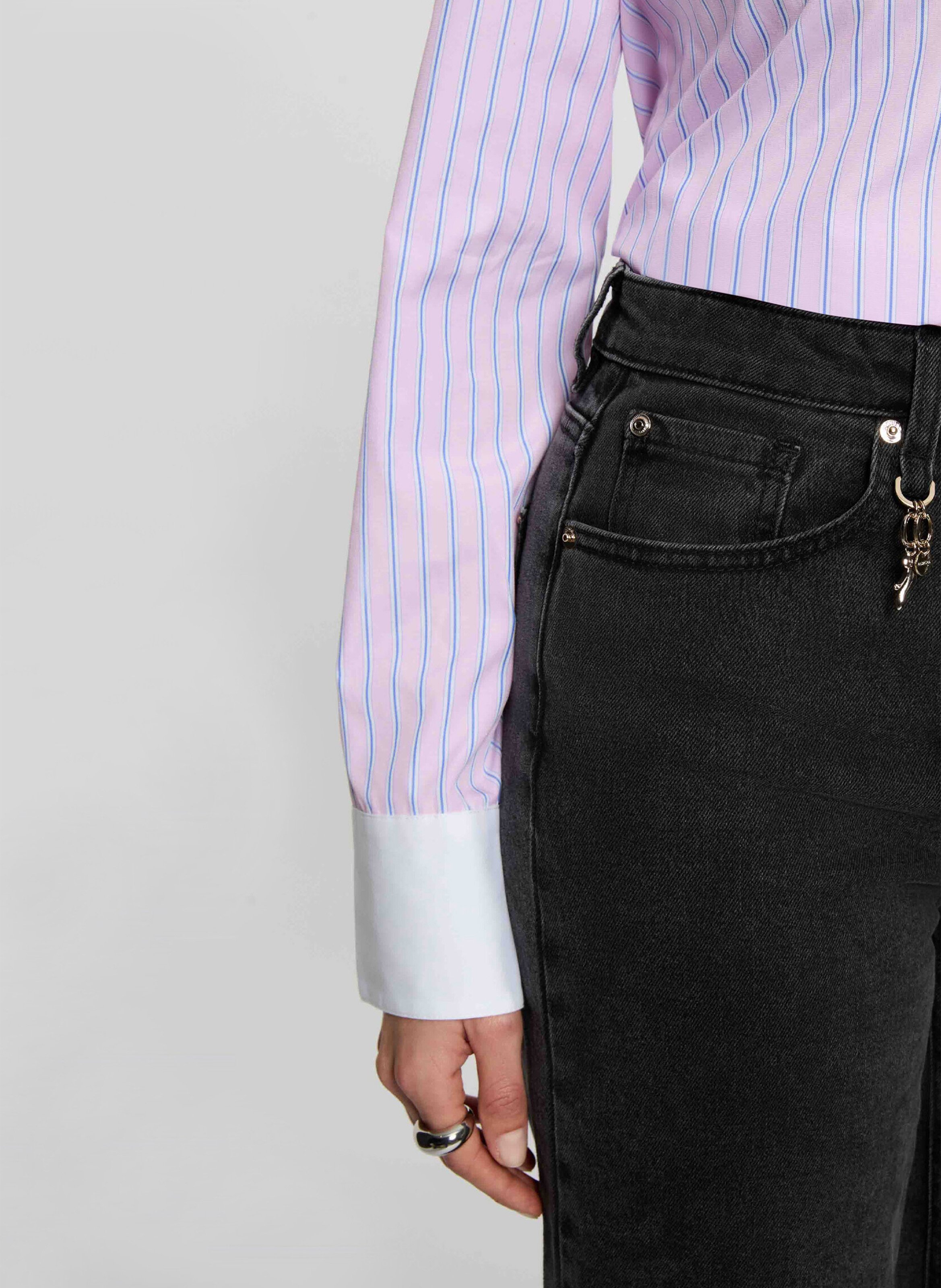 Jean évasé taille haute uni MORGAN Noir