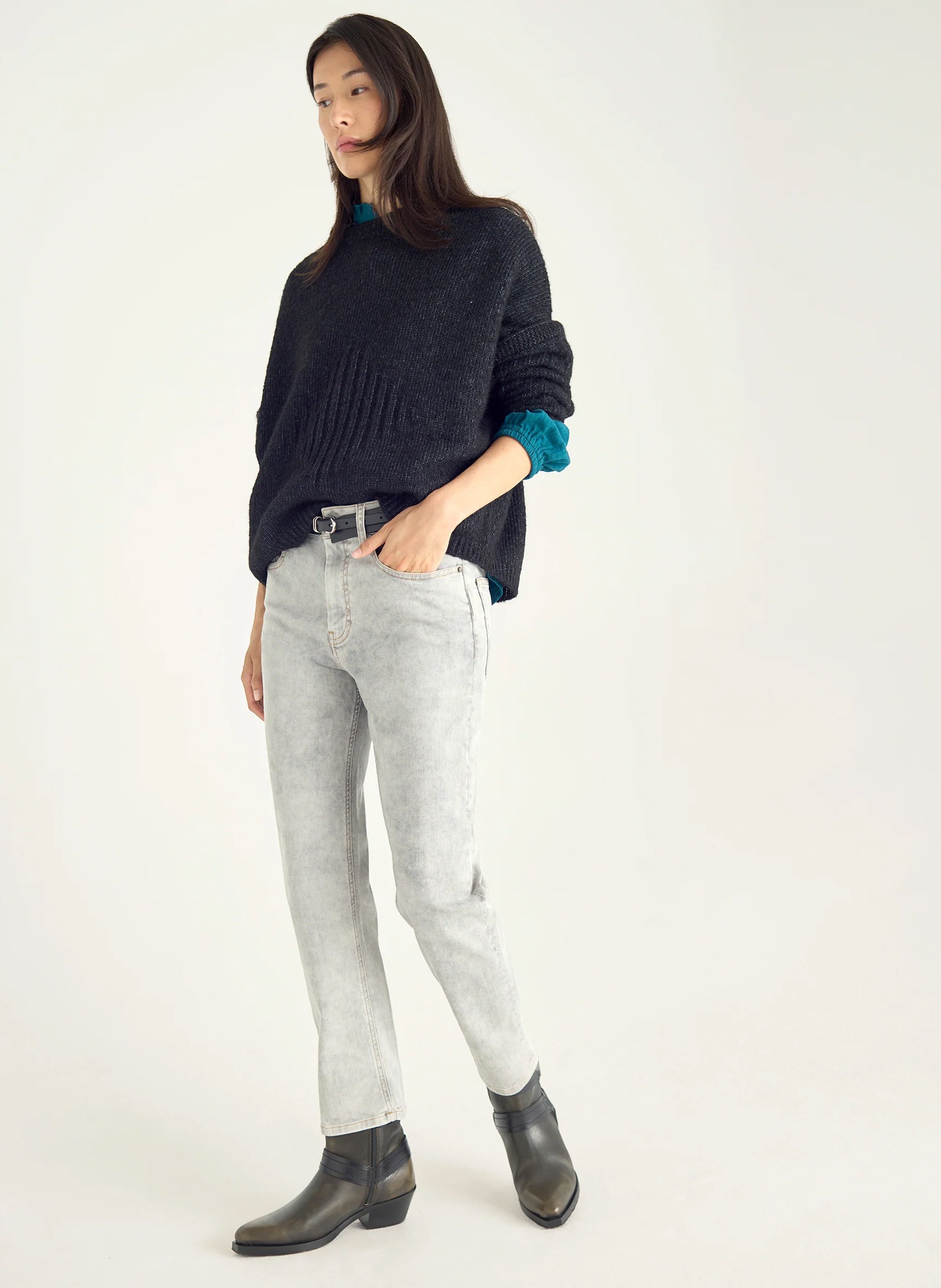 High Waist Slim Fit Jeans ACOTE Schwarz