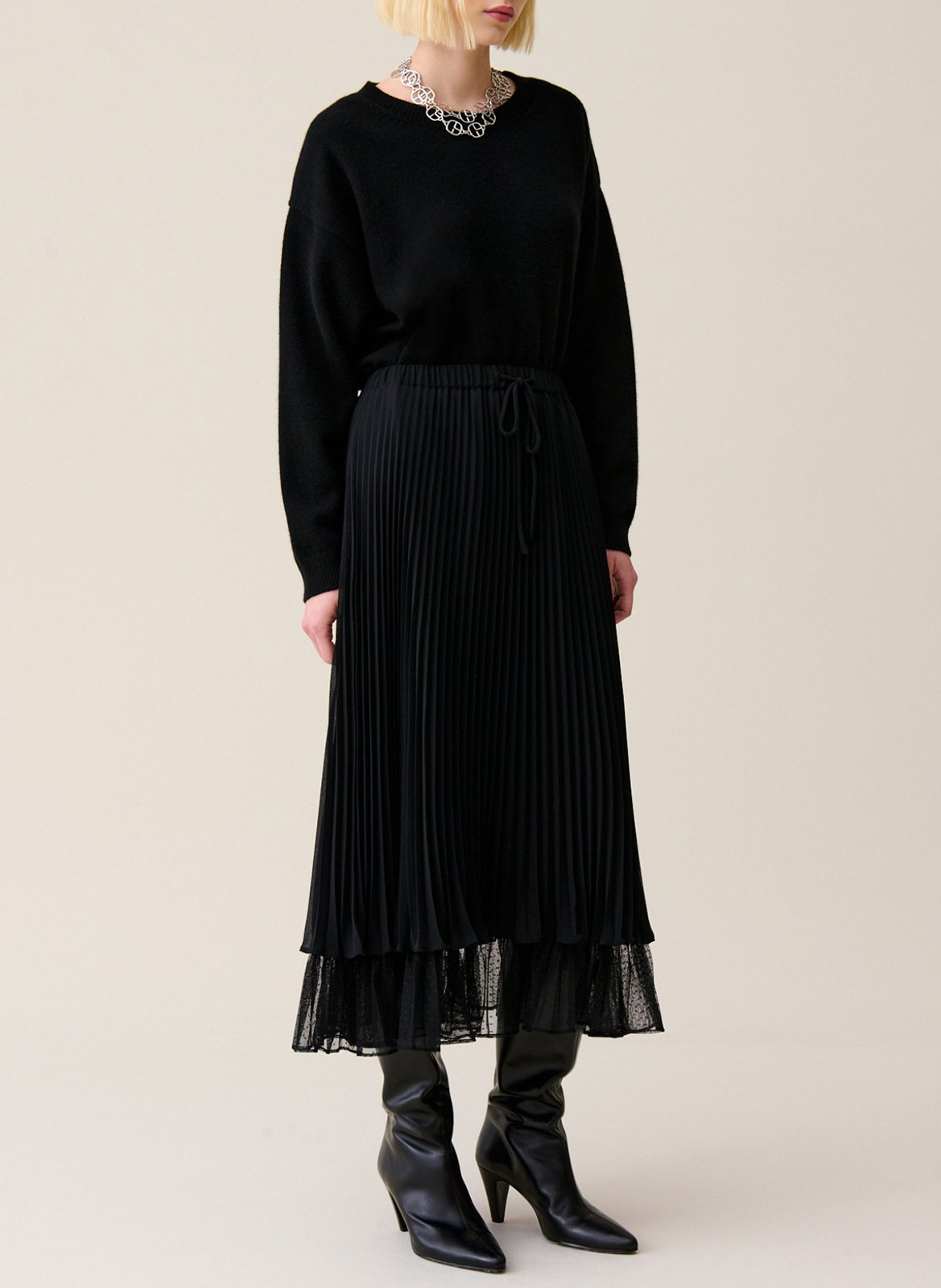 Jupe midi fluide plissée  CLAUDIE PIERLOT Noir