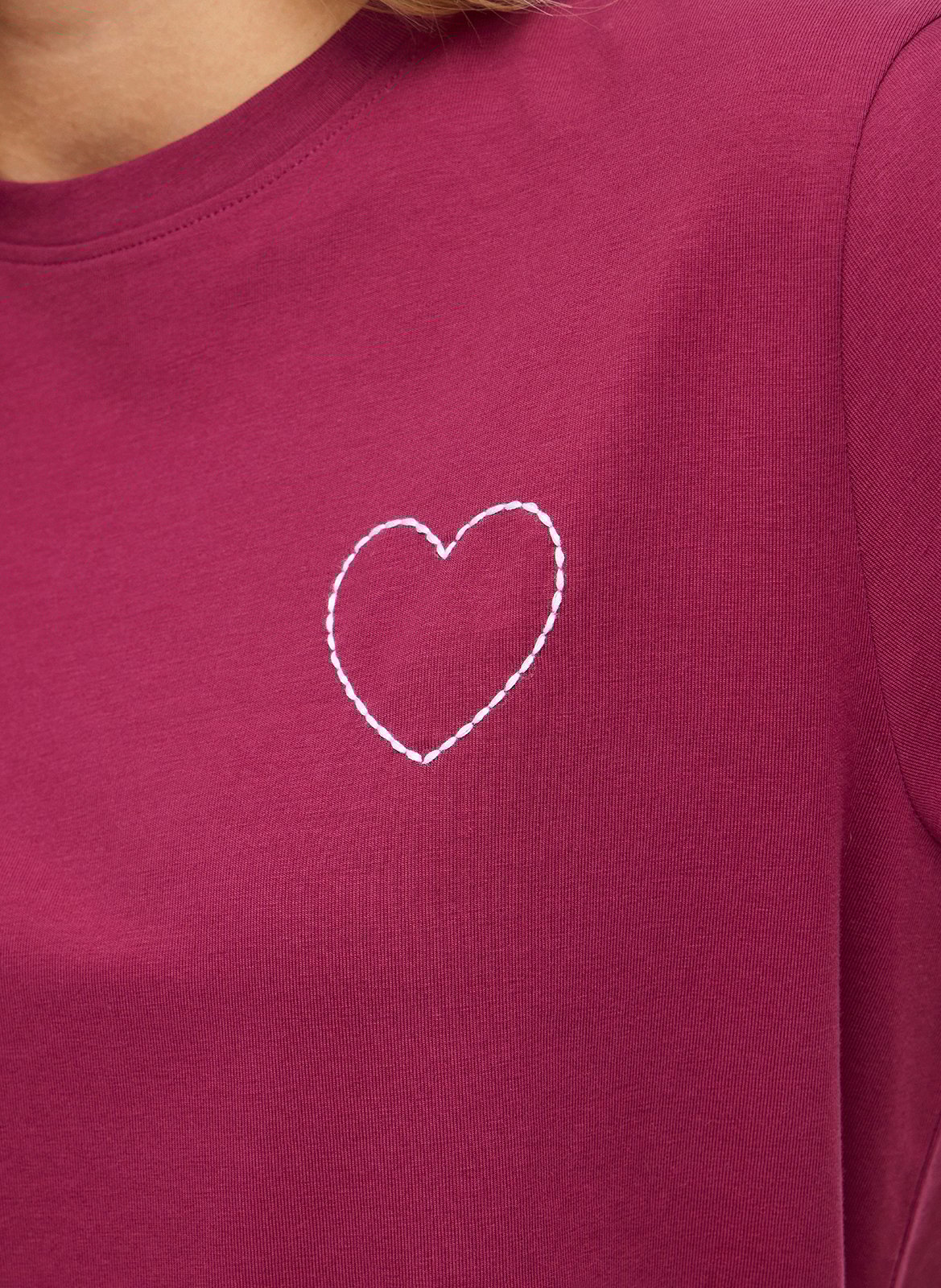 Straight organic cotton-blend round-neck T-shirt VILA Red