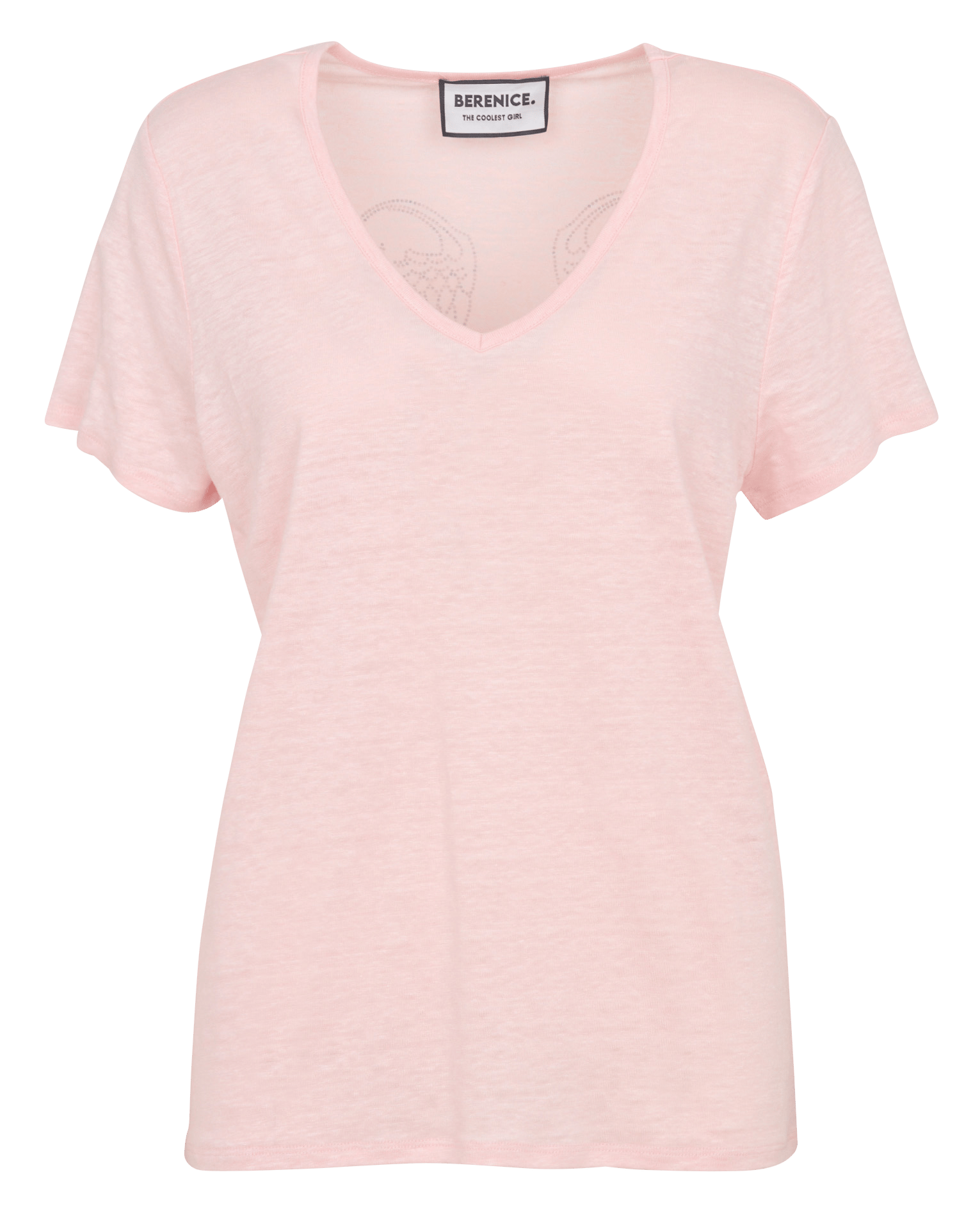 Oversized V-hals T-shirt van linnen BERENICE Roze