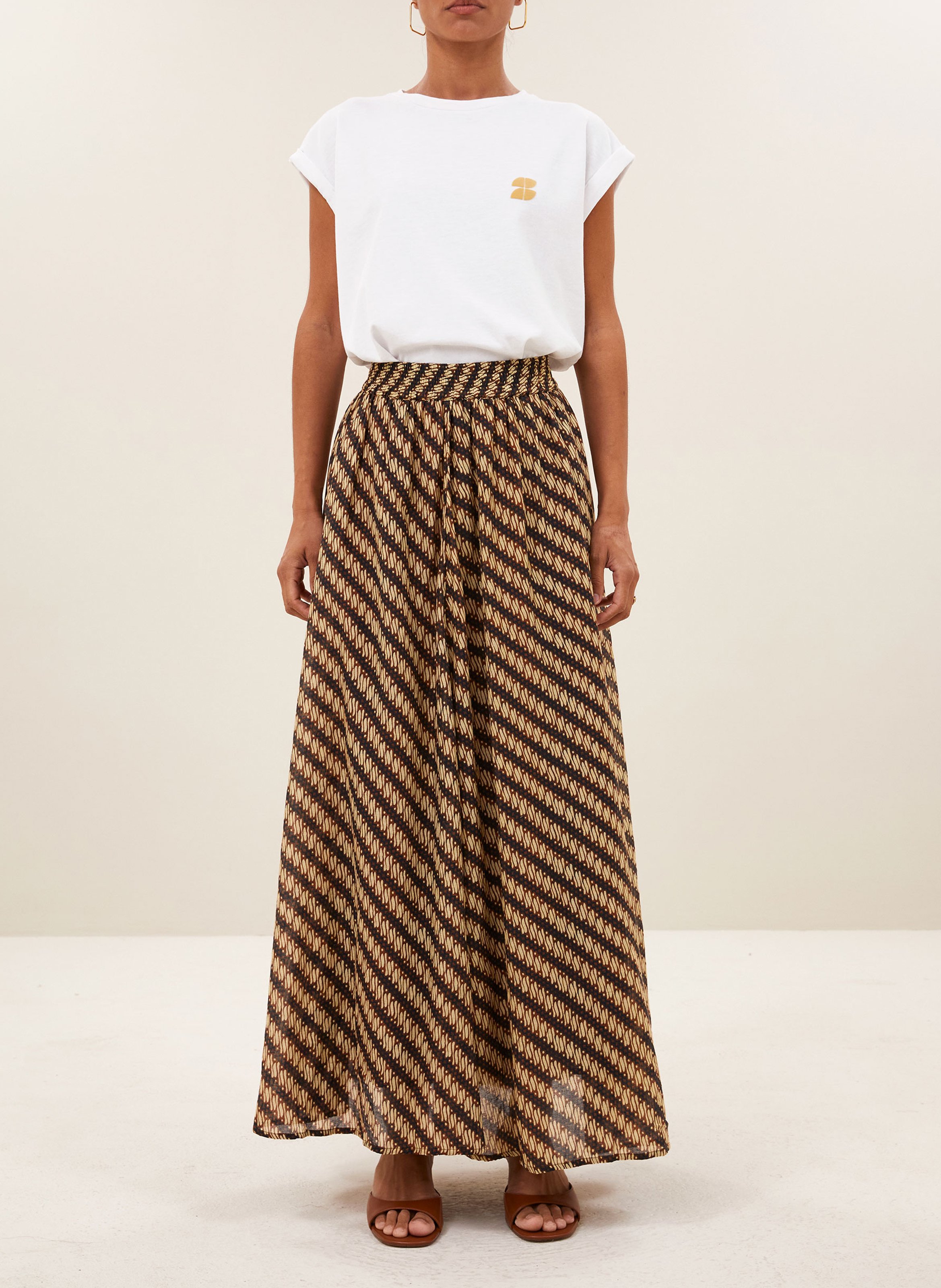 T-shirt van biokatoen met ronde hals BY BAR Wit