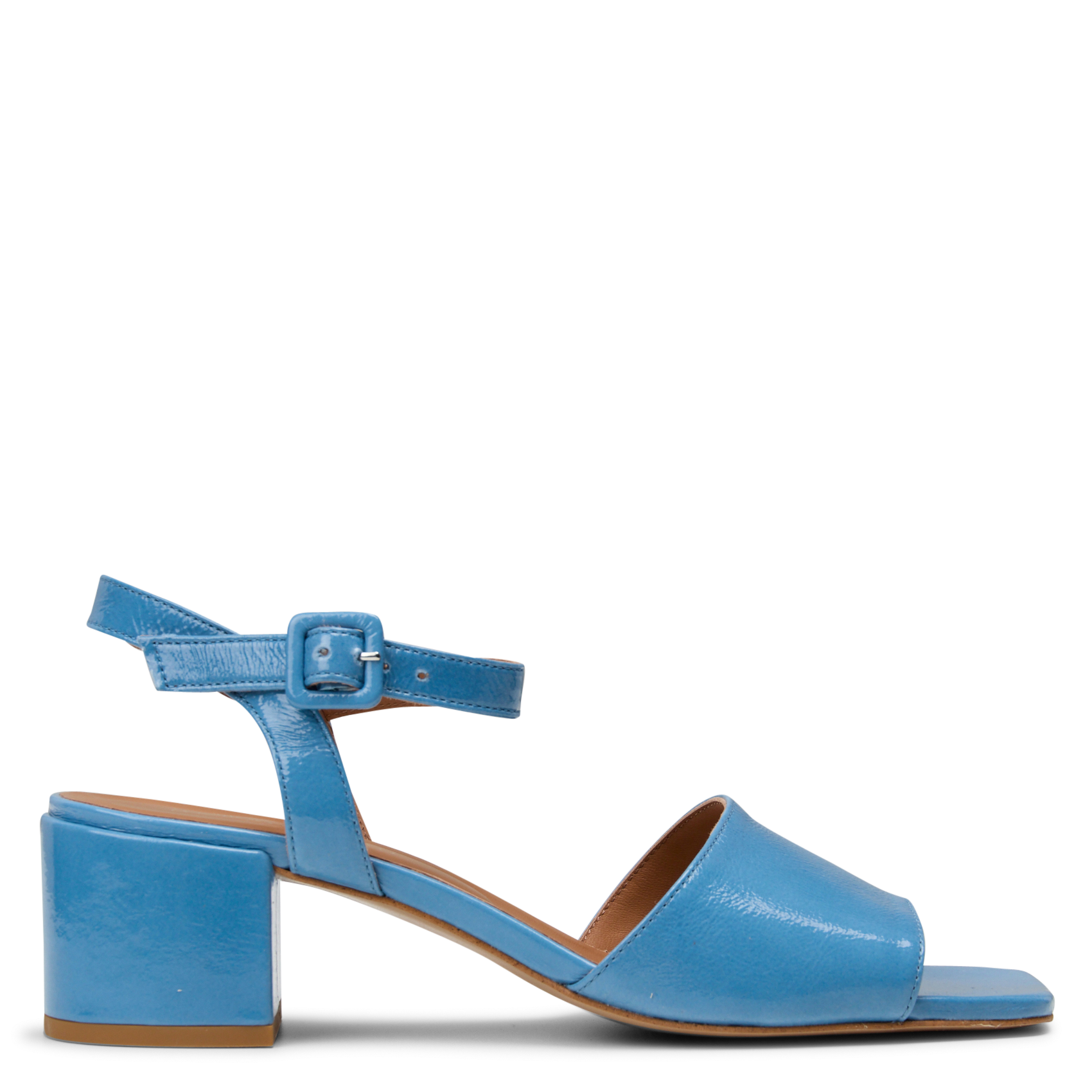 Heeled glossy leather sandals MELLOW YELLOW Blue
