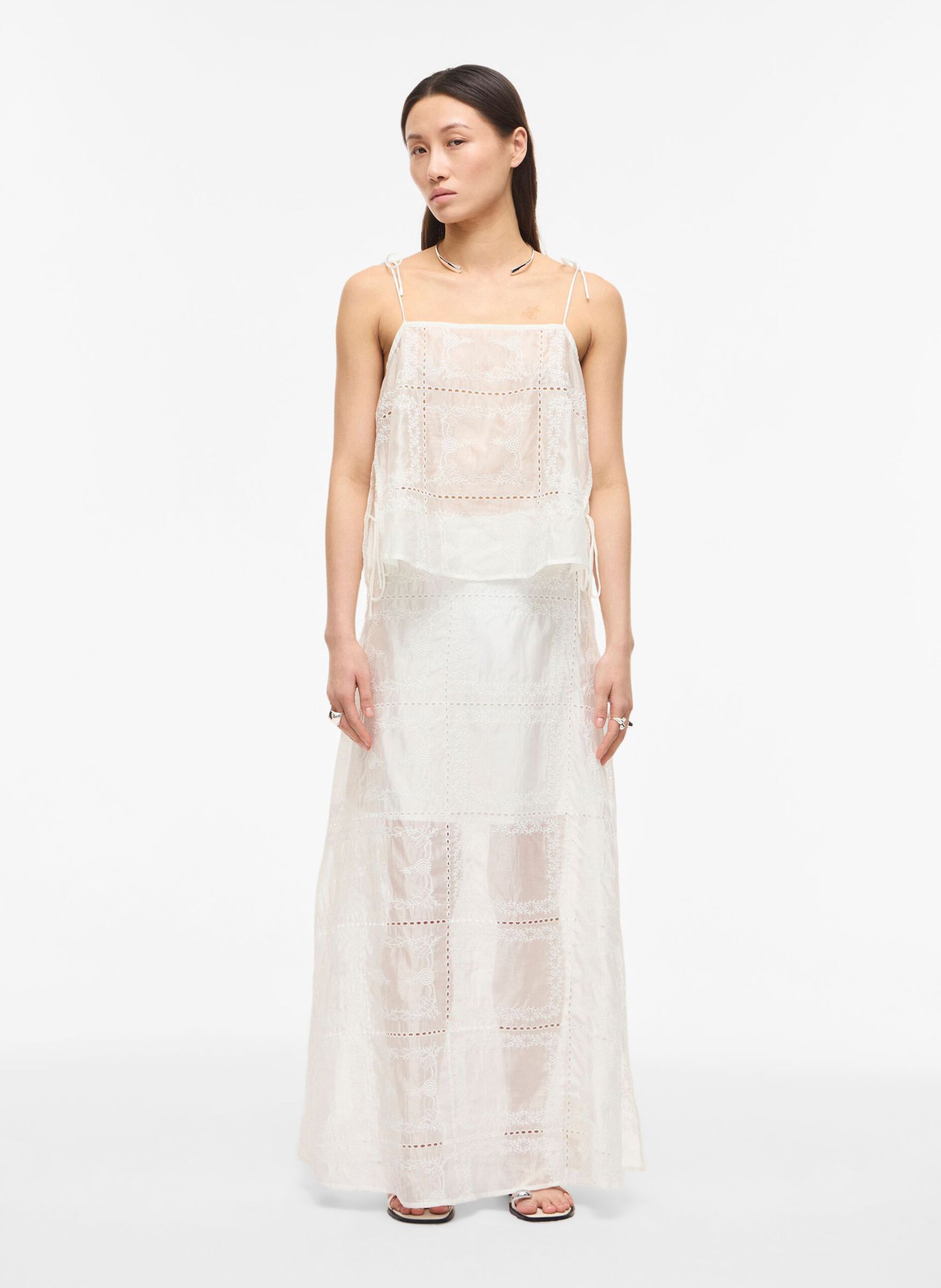 Besticktes Top mit eckigem Ausschnitt ROUGE EDIT Beige