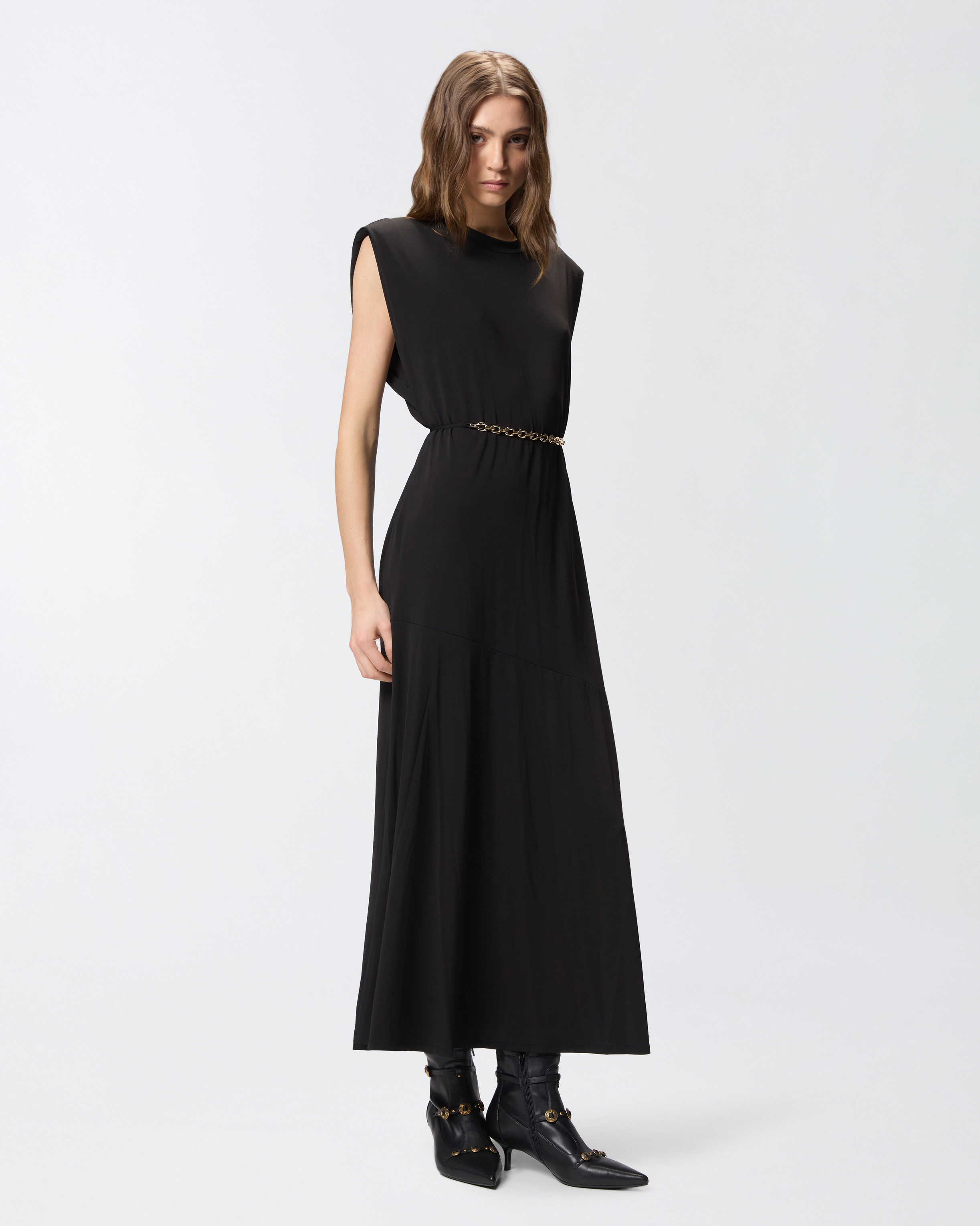 Longue robe sans manches avec chaîne PINKO Noir