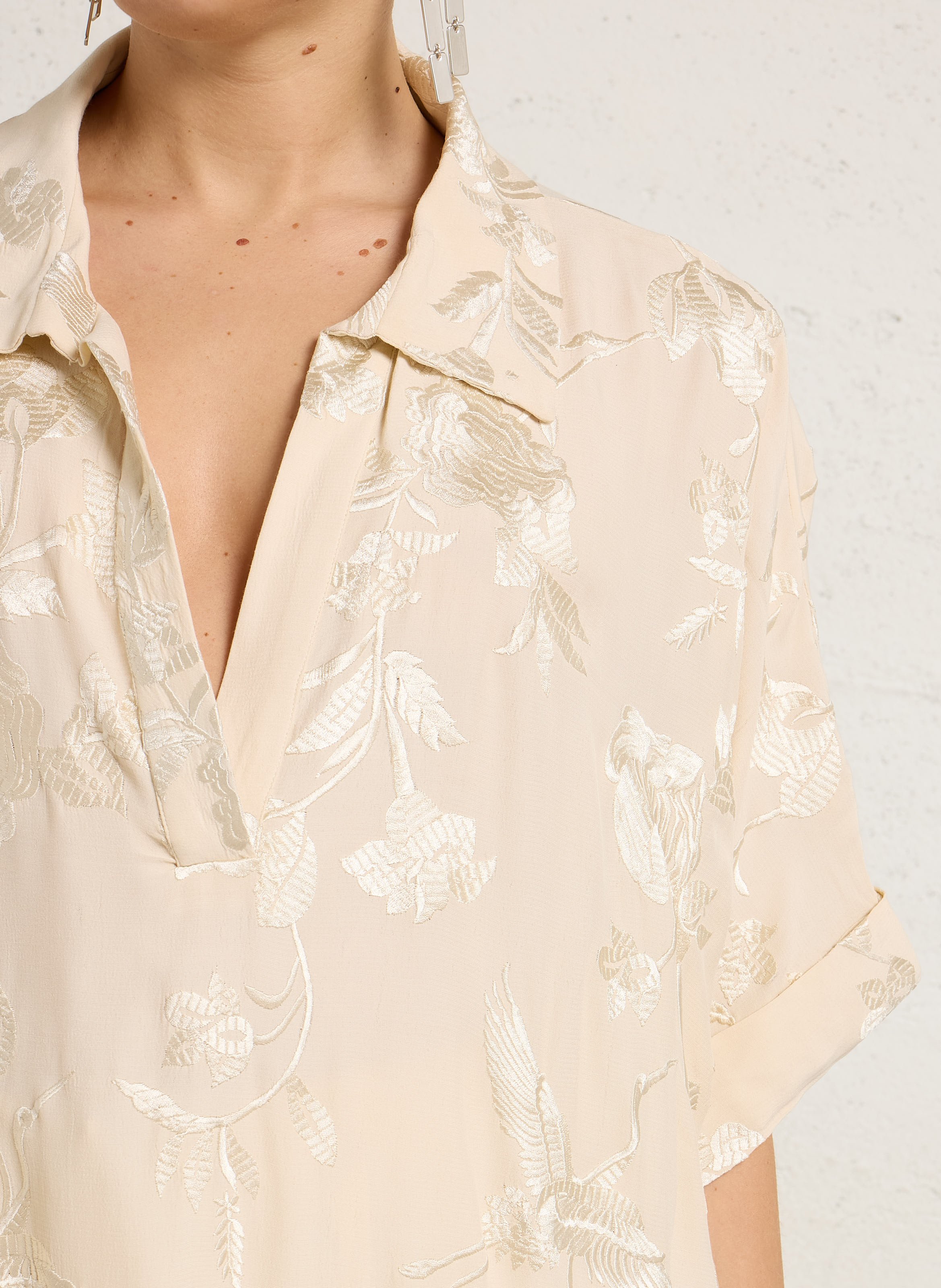 Top ample brodé MES DEMOISELLES Beige