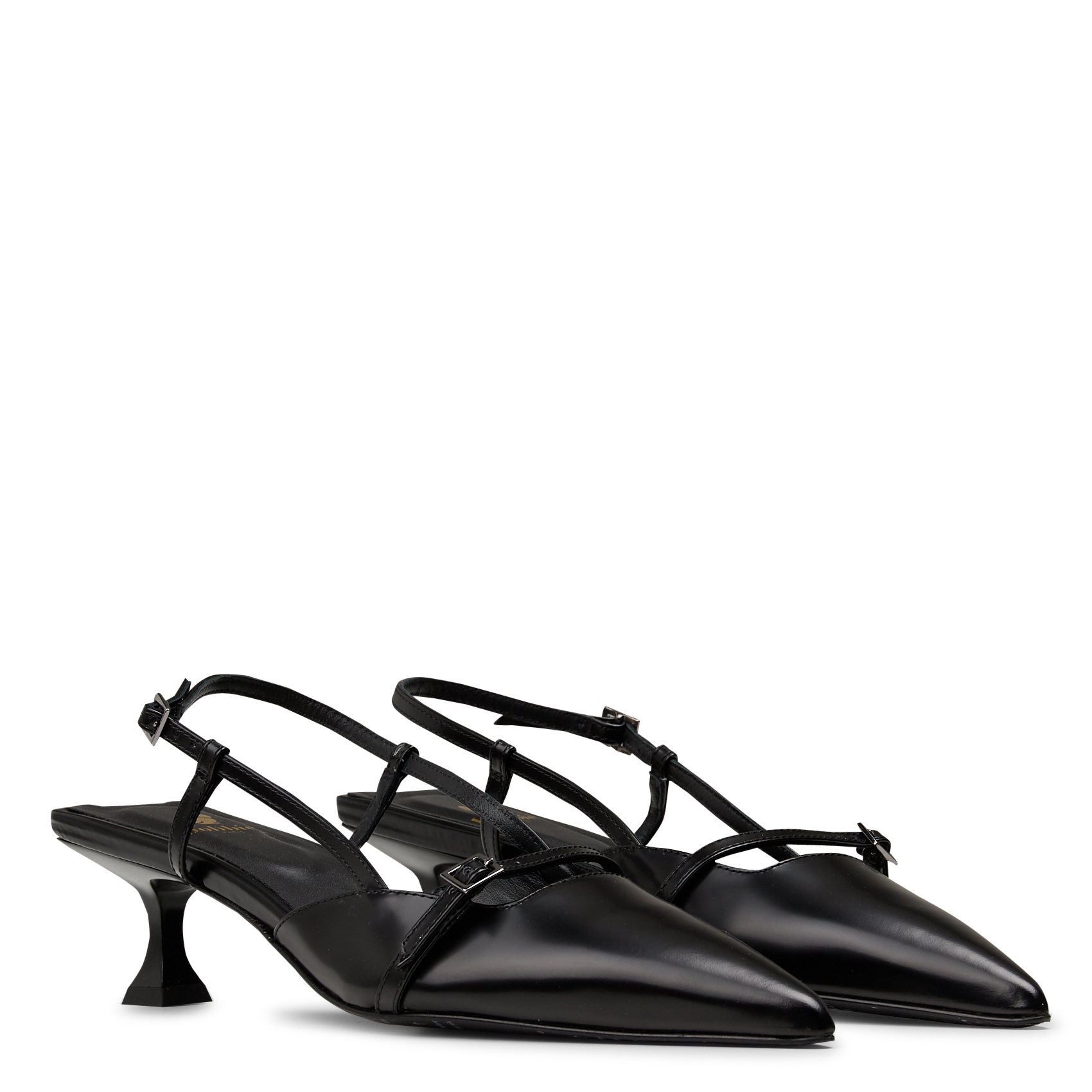 Slingback-Pumps aus Leder BOBBIES Schwarz