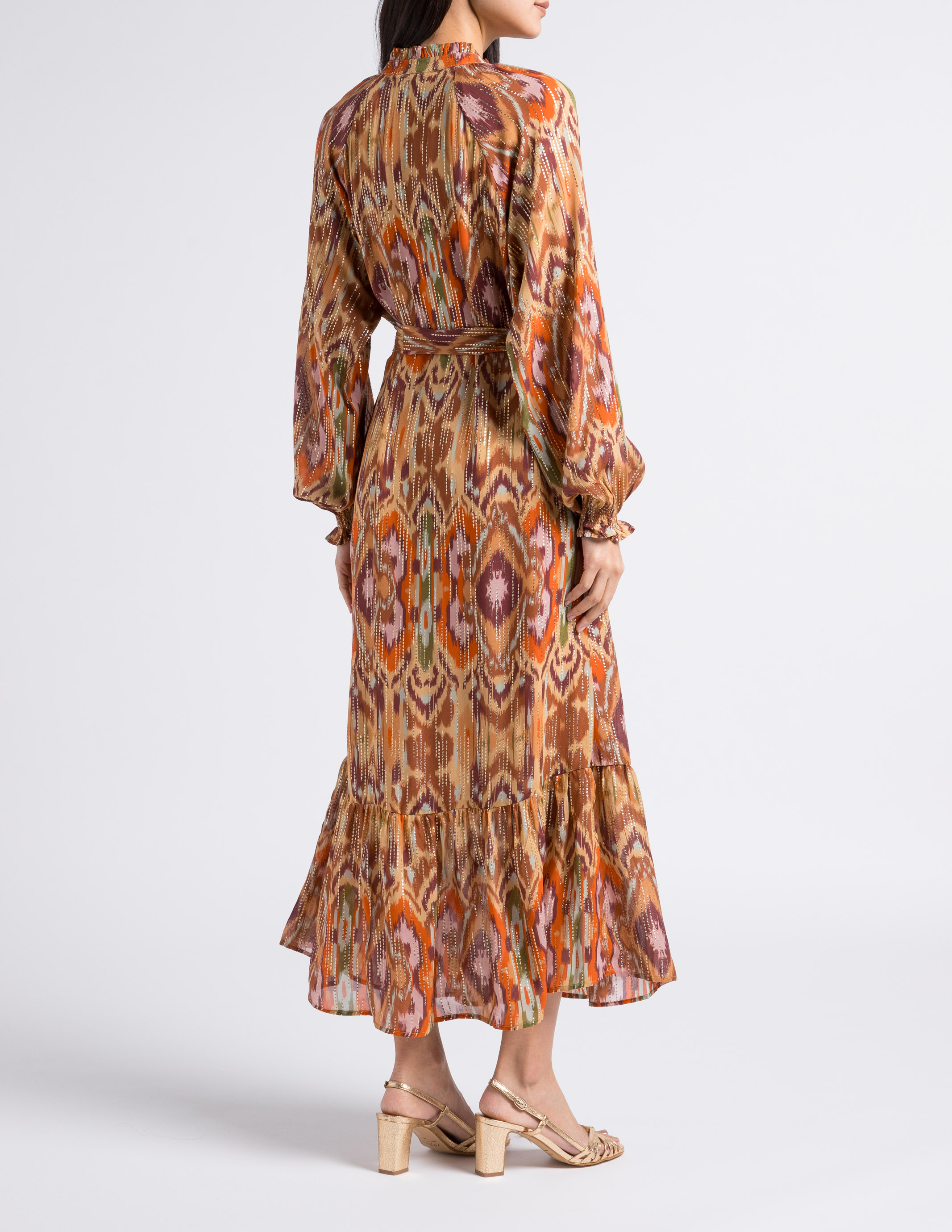 Long straight printed dress with belt LA PETITE ETOILE Multicolored