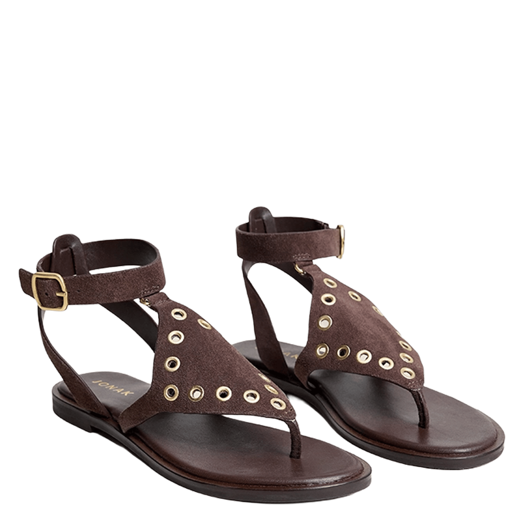 Flat soft leather sandals JONAK Brown