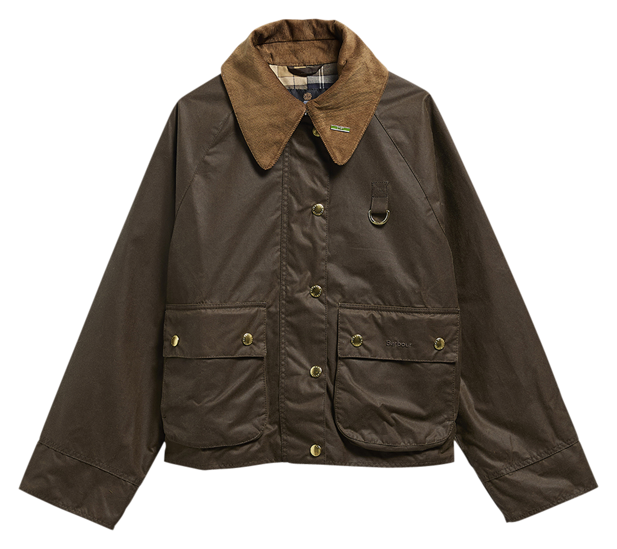 Veste droite col velours en coton BARBOUR Kaki