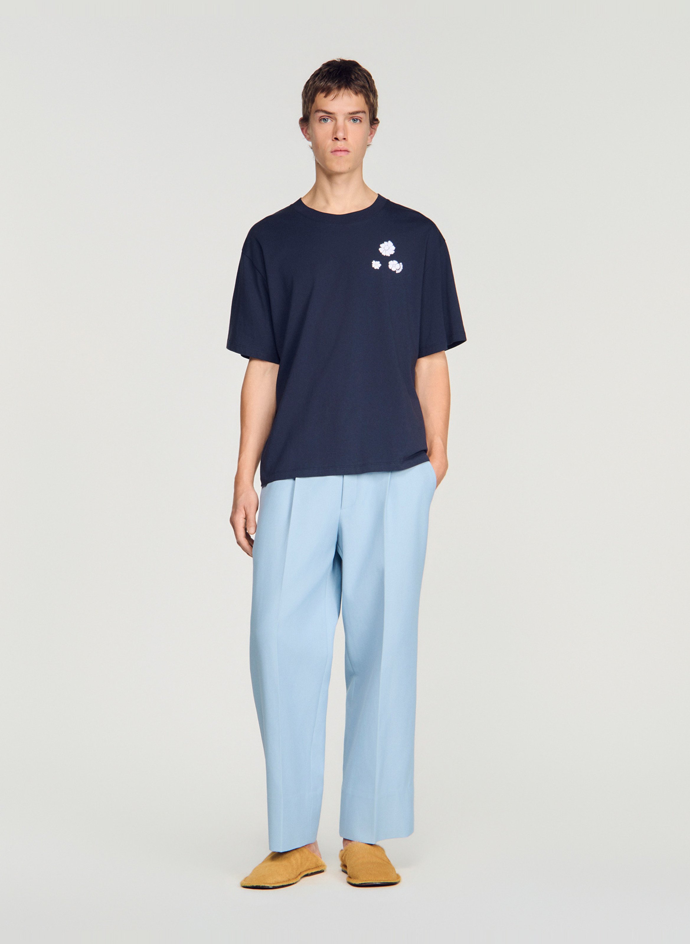 Oversized T-shirt with front print SANDRO Blue