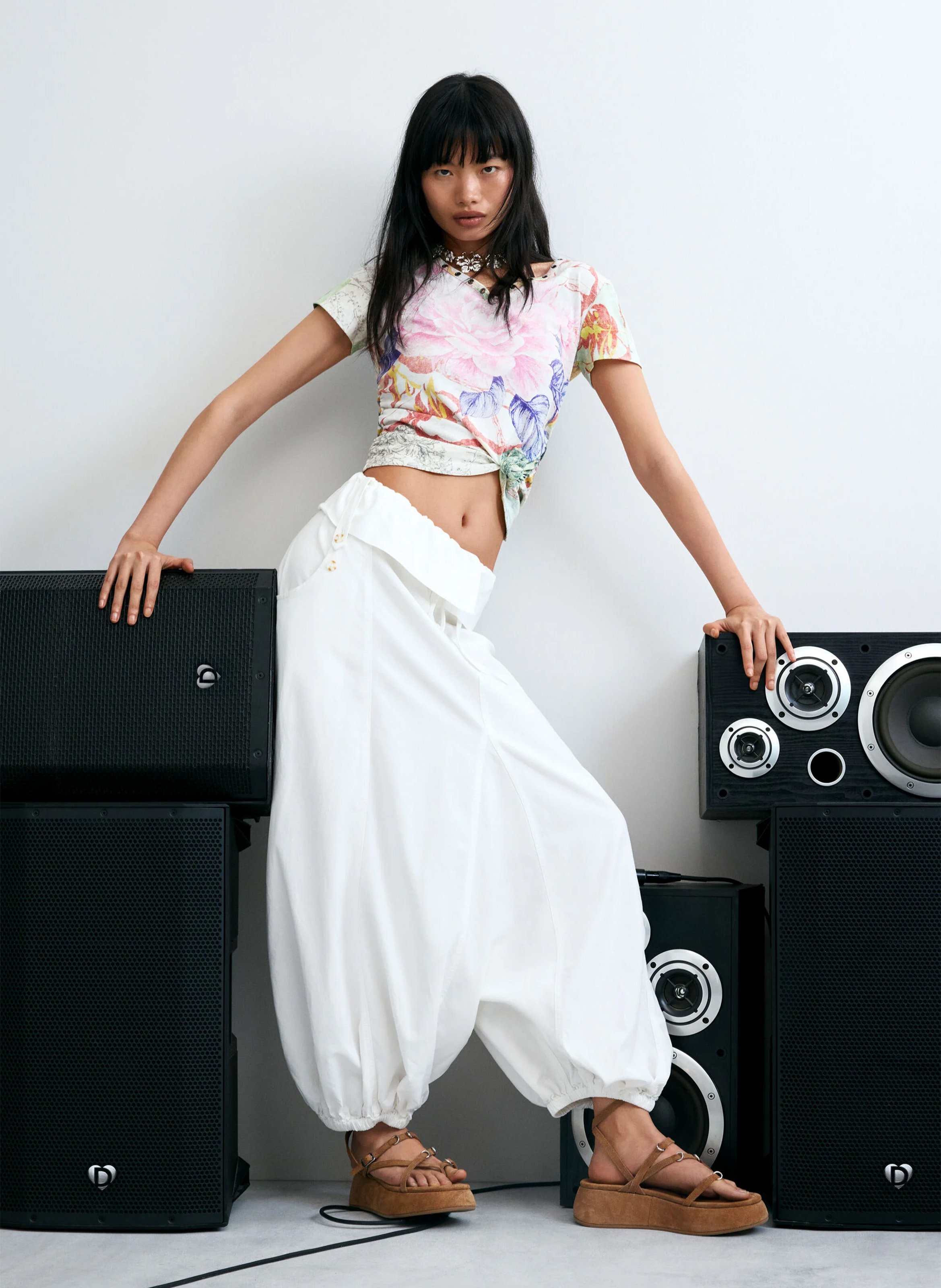 Pantalon ballon en coton mélangé DESIGUAL Blanc