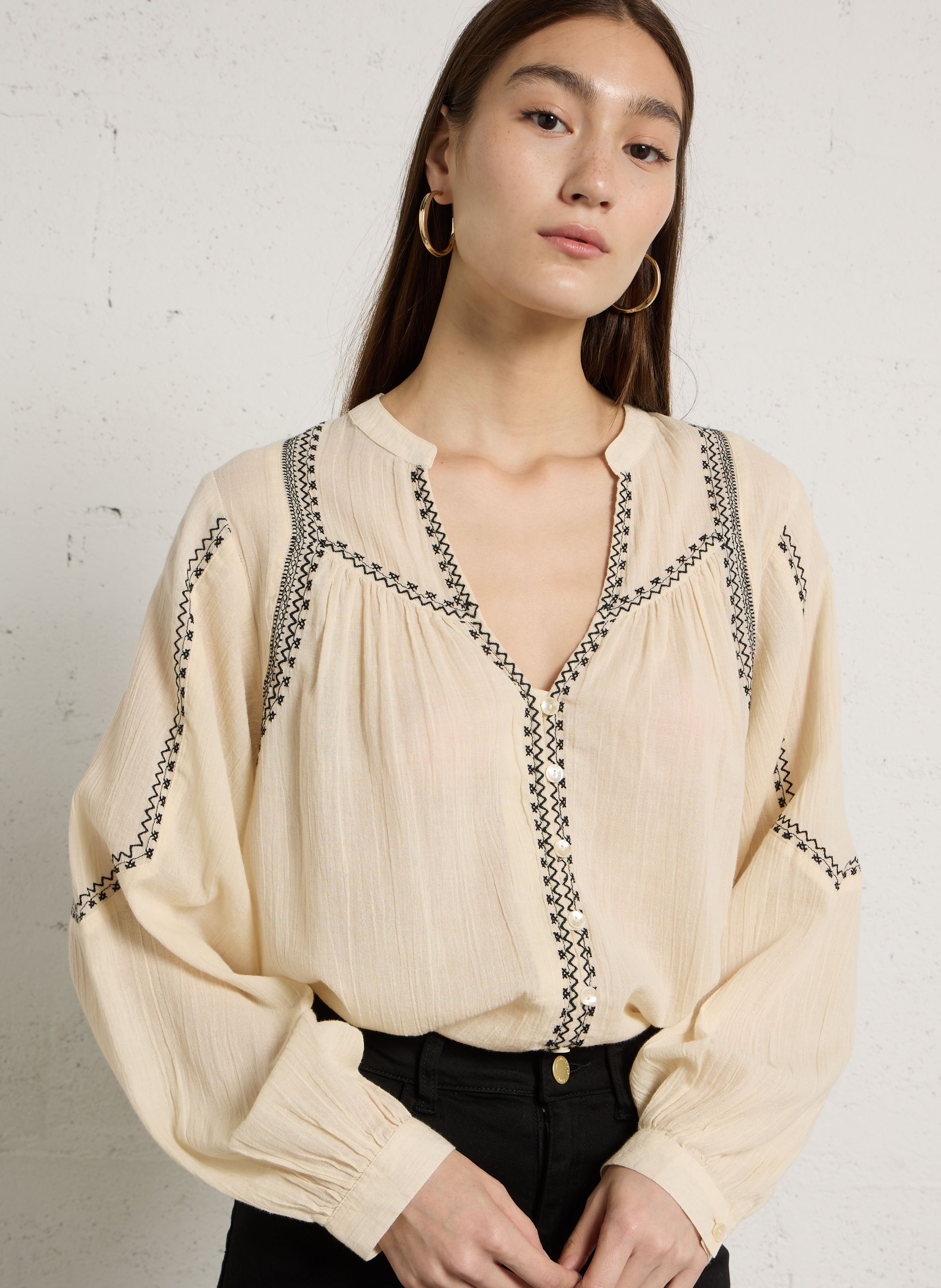 Katoenen blouse met V-hals LA PETITE ETOILE Wit