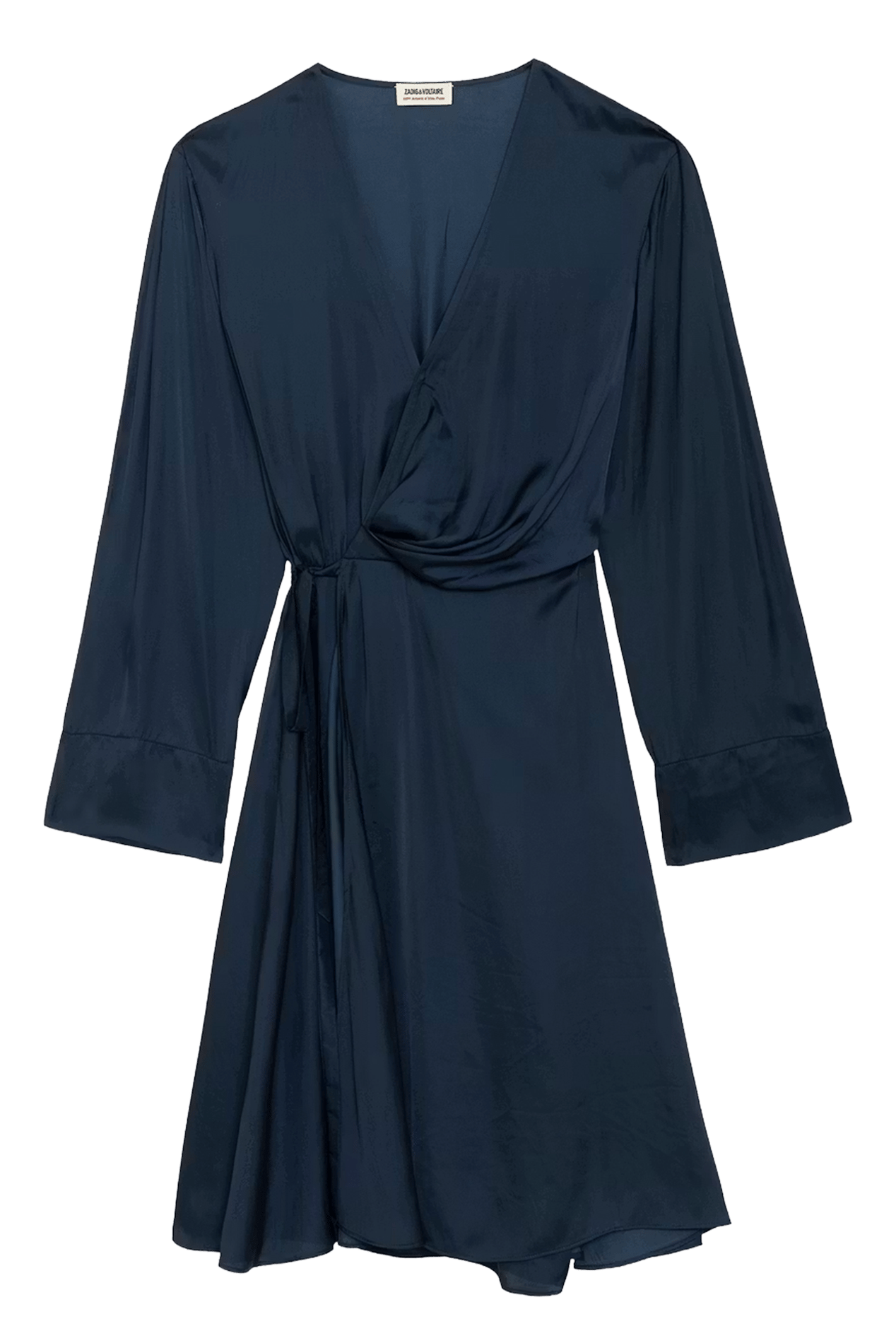 Korte, satijnachtige jurk met V-hals ZADIG&VOLTAIRE Blauw