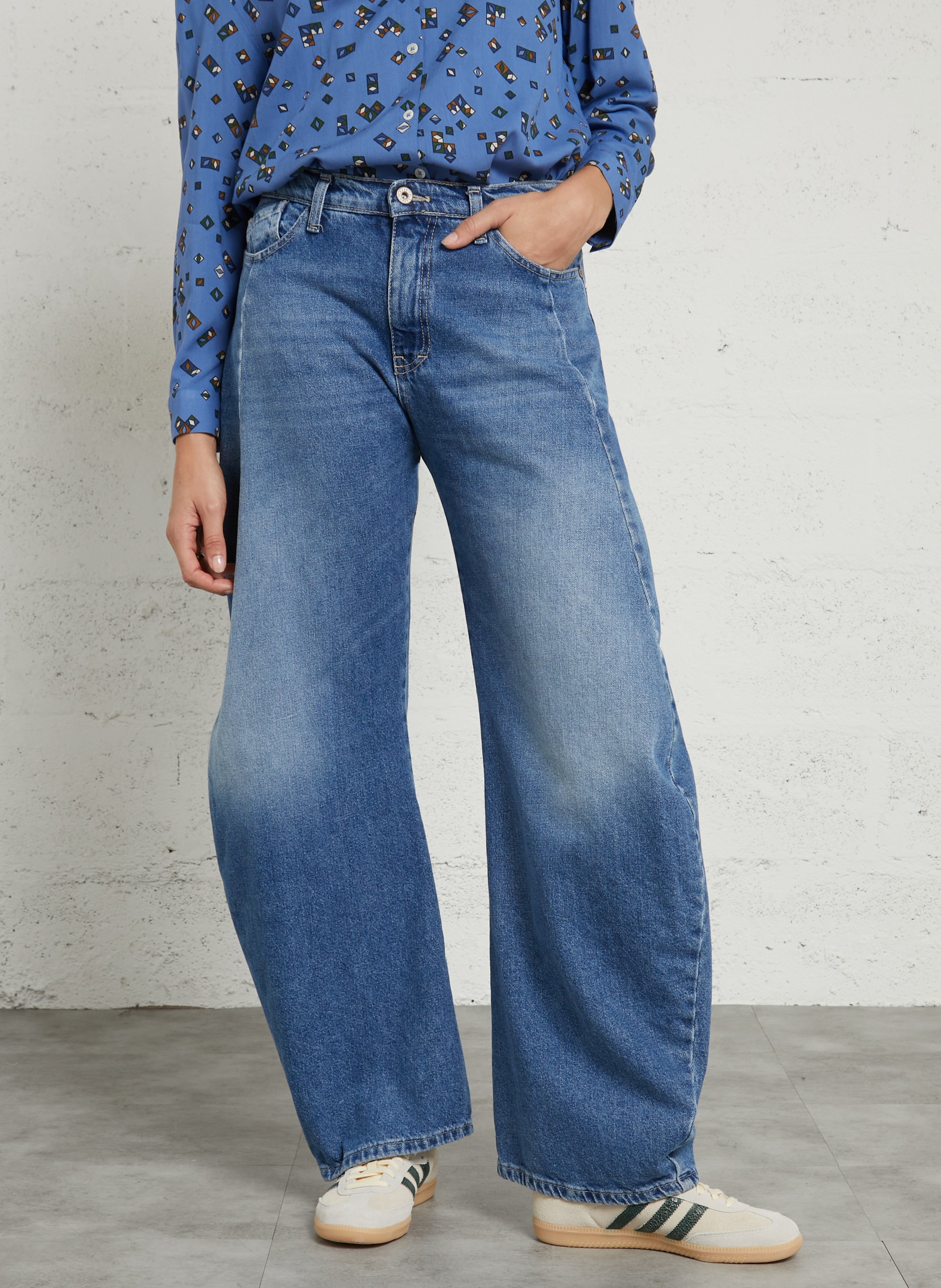 Jean large en coton PLEASE Bleu