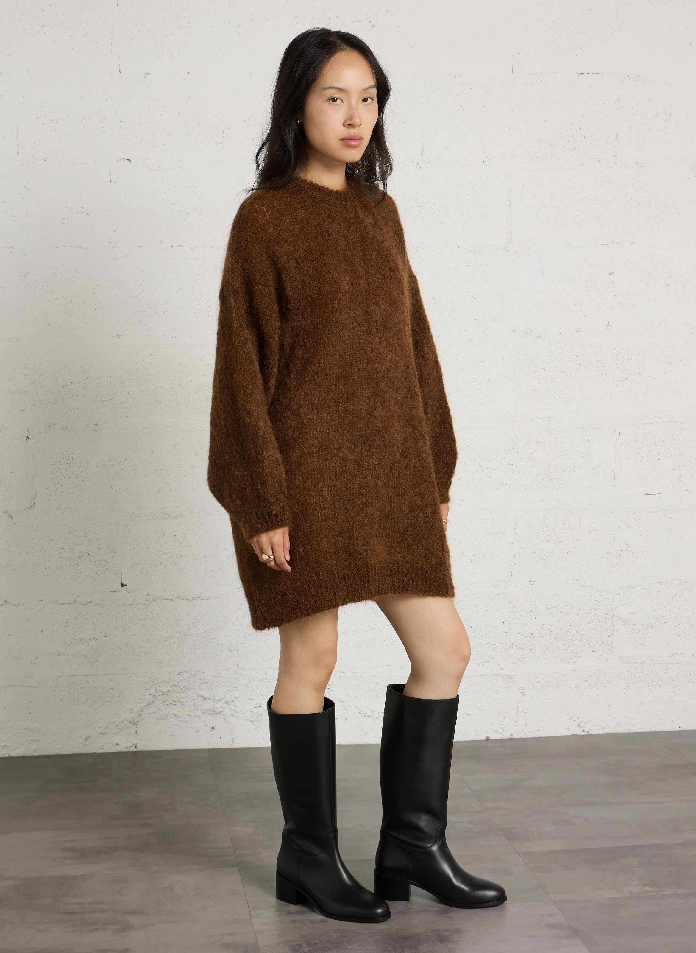 Robe pull col rond en laine mélangée DES PETITS HAUTS