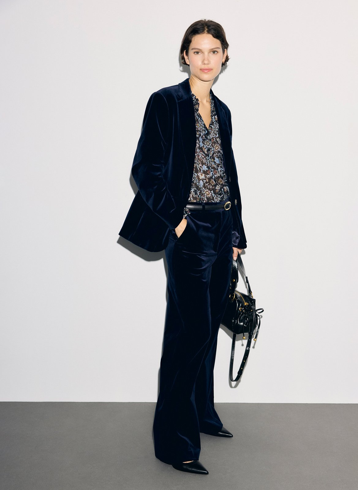 Fitted velvet cotton blend blazer GERARD DAREL Blue