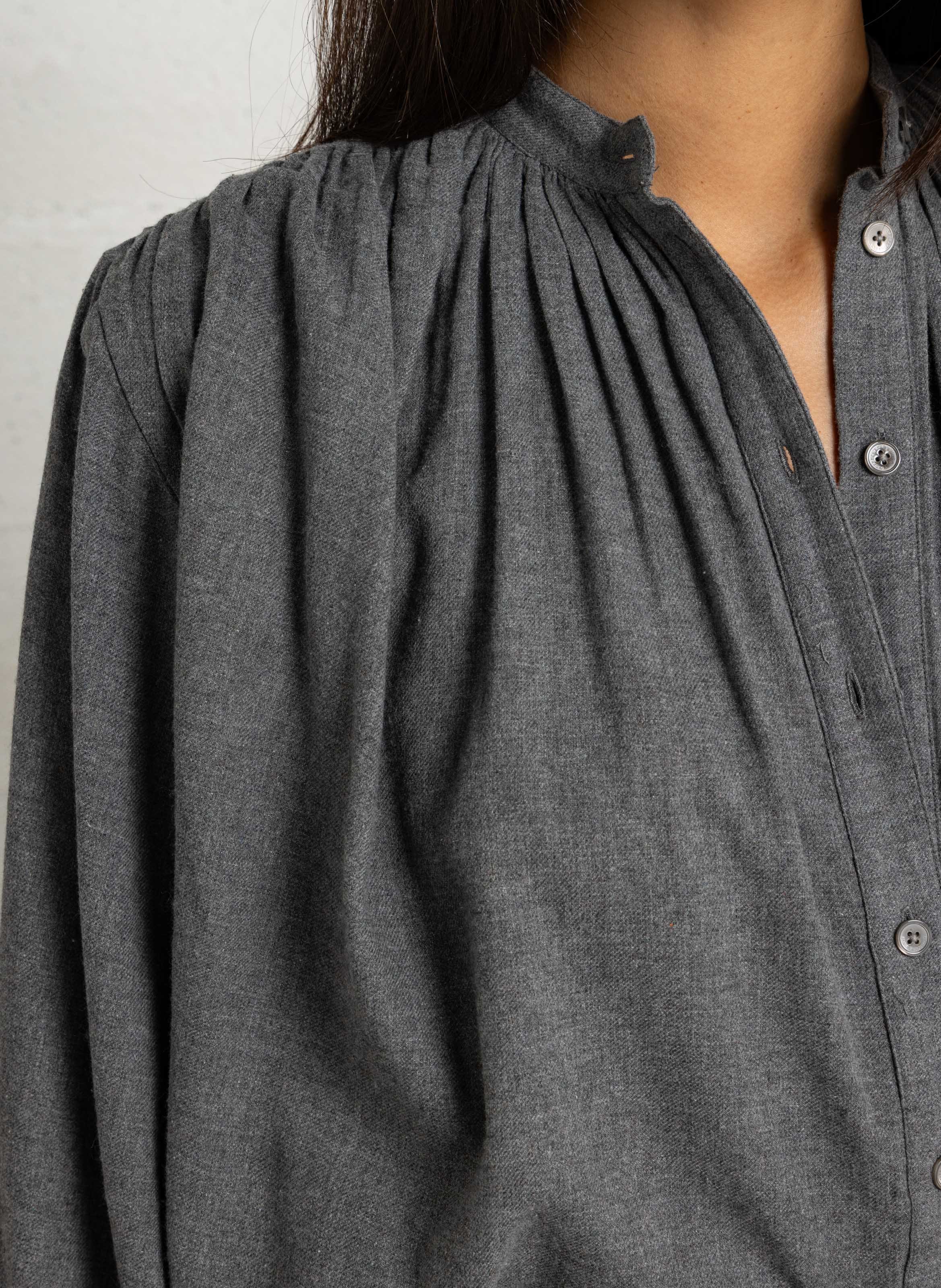 Chemise col rond en coton LAURENCE BRAS Gris