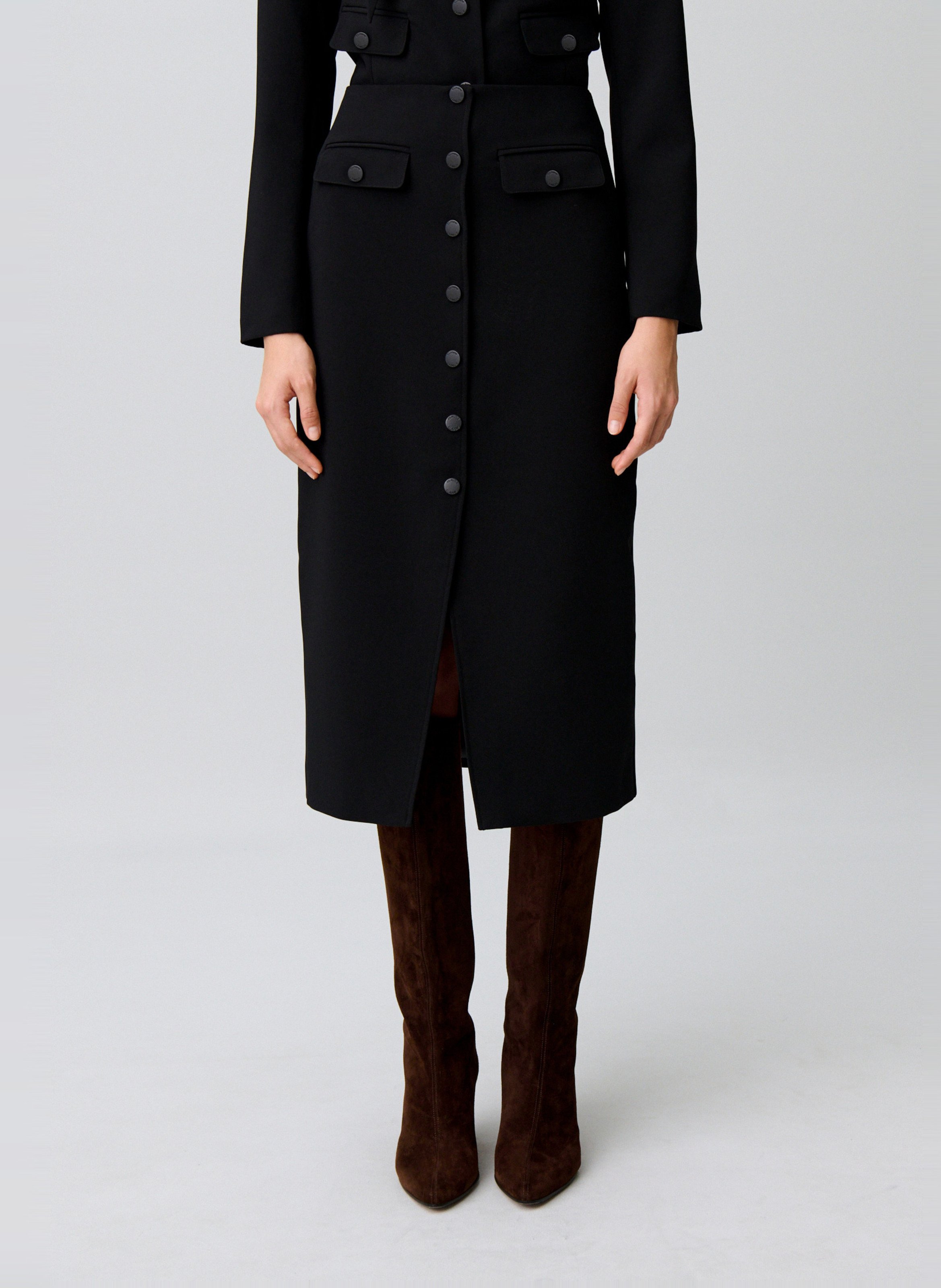 Halflange, straight-fit rok CLAUDIE PIERLOT Zwart