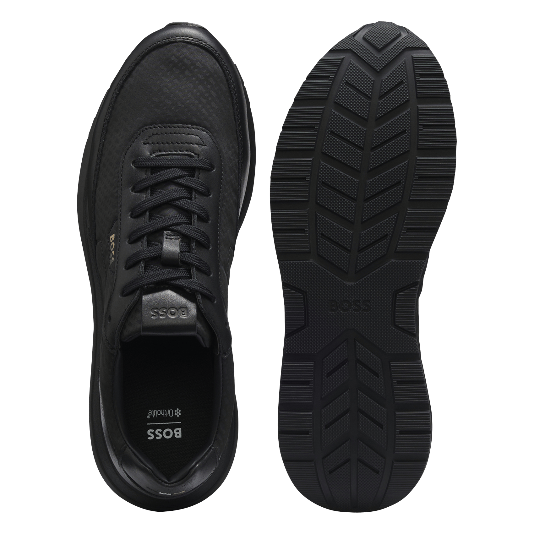 Lace-up leather trainers BOSS Black