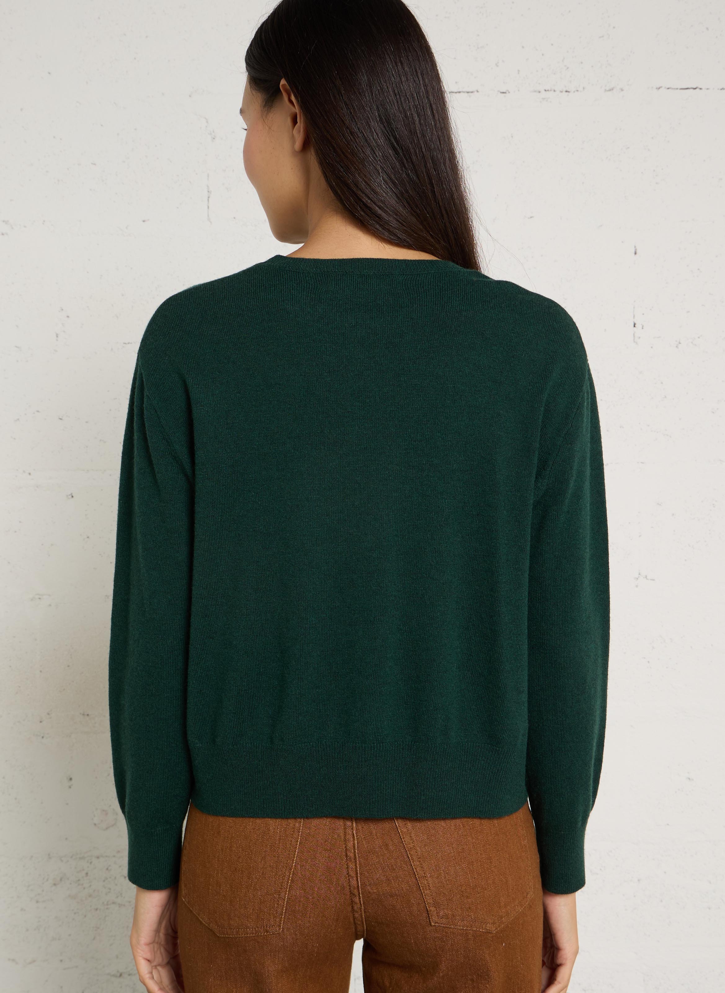 Straight round neck sweater in printed knit NICE THINGS Green