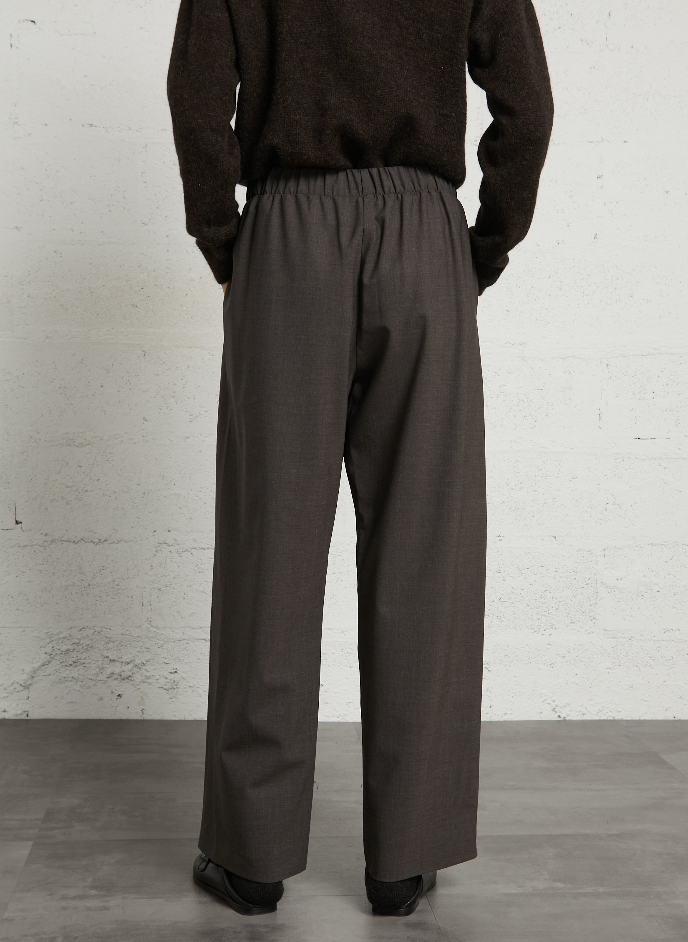 Pantalon à plis en laine vierge mélangée MASSCOB Marron