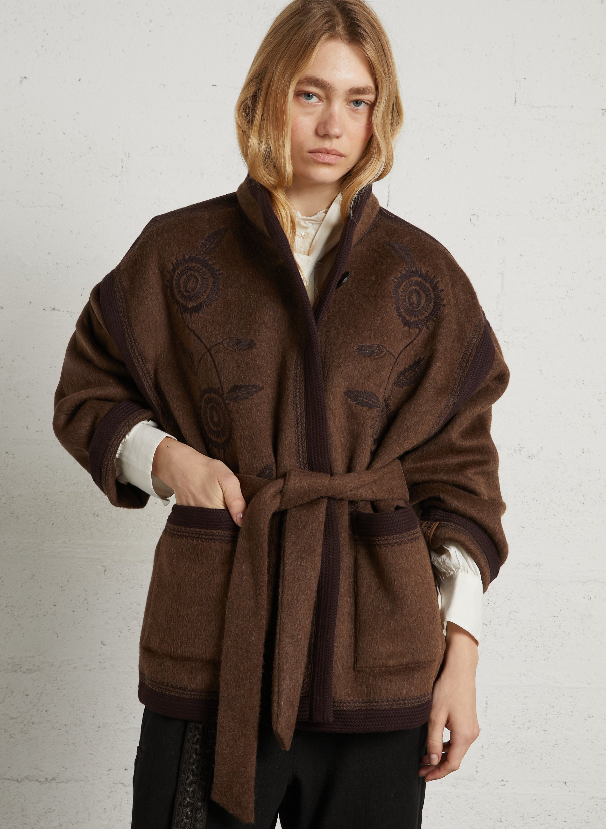 Mantel im Kimono-Stil aus Wollmischung ANTIK BATIK Braun