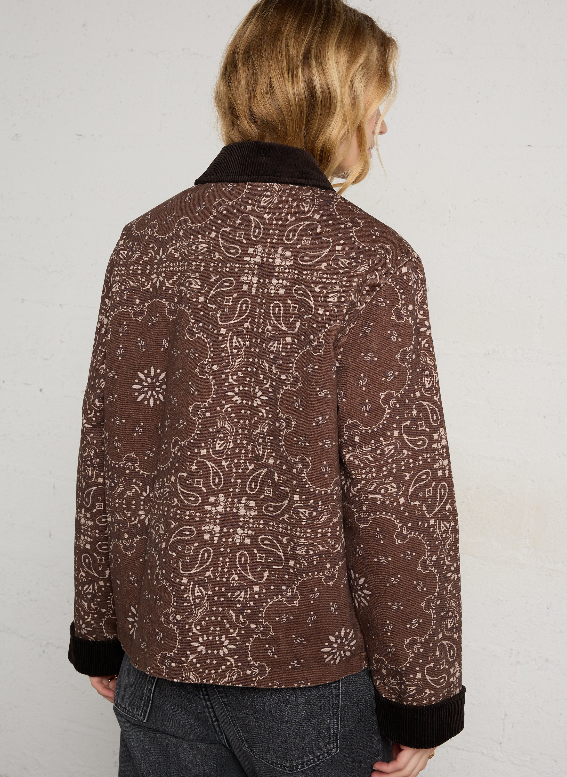 Blouson imprimé à col velours côtelé SUD EXPRESS Marron