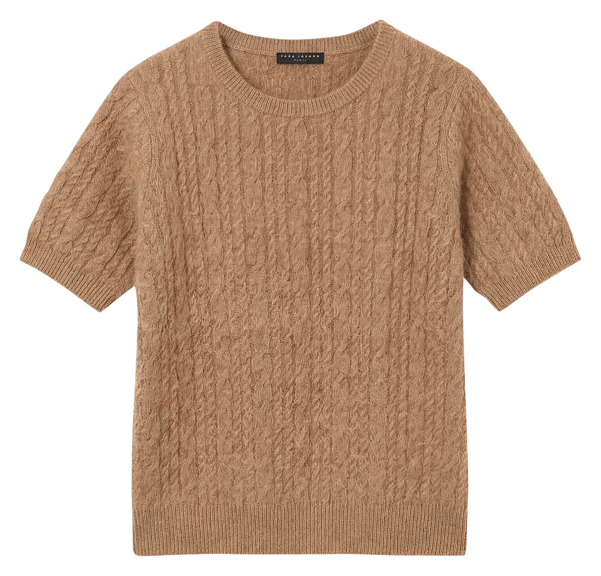 Straight wool short-sleeve sweater TARA JARMON Brown