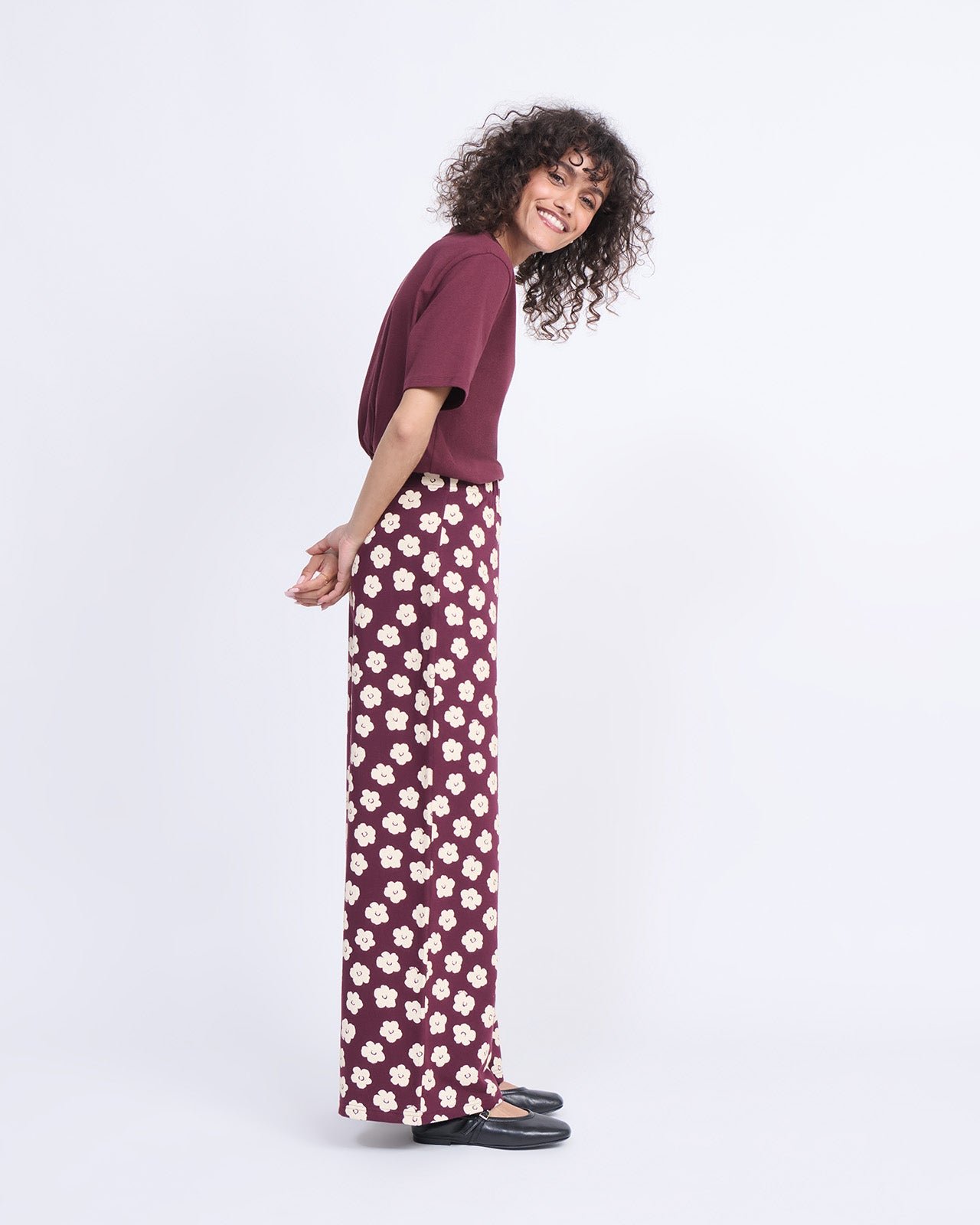 Organic cotton floral print pants EMOI EMOI Red