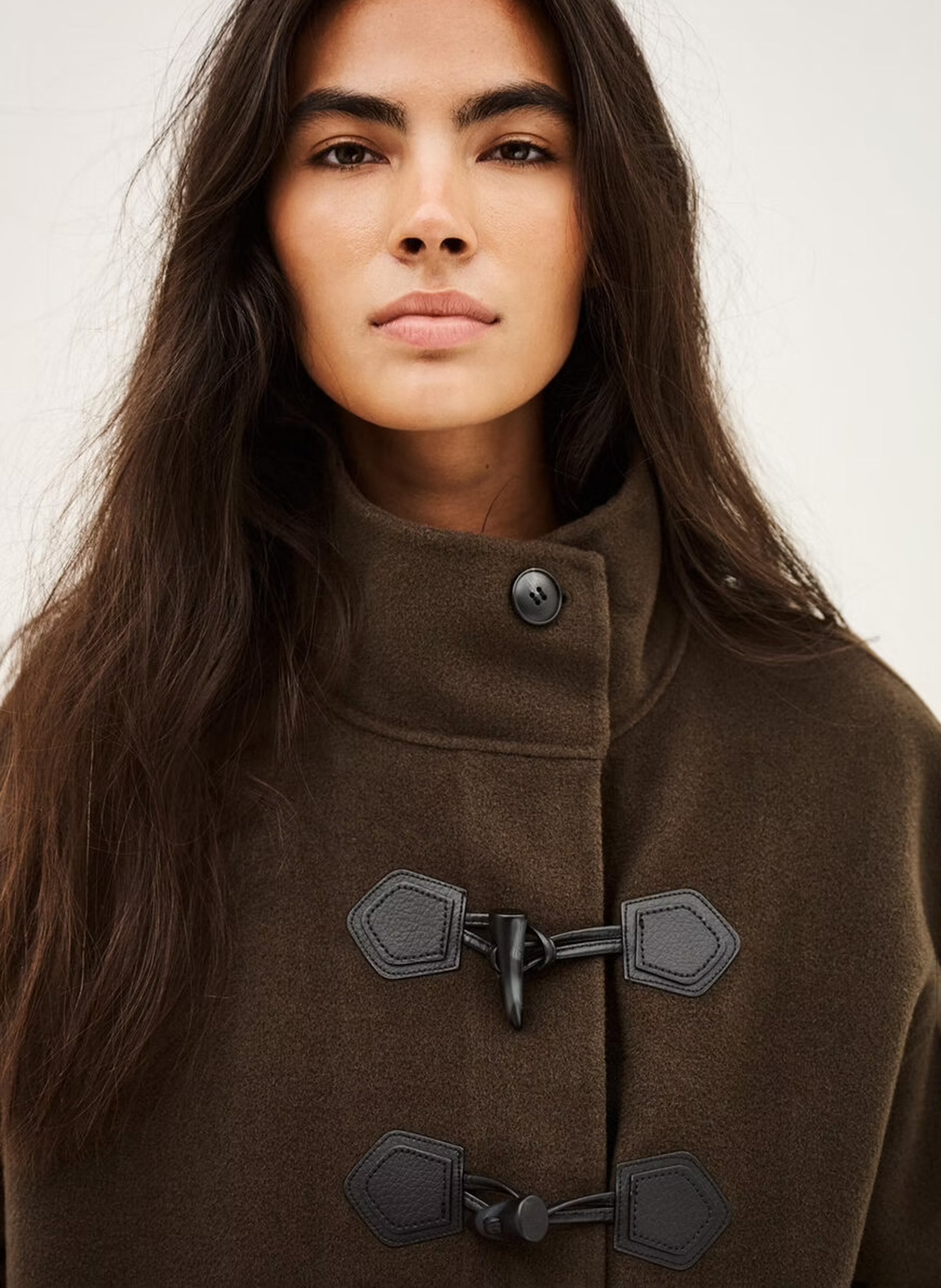 Manteau col montant en laine mélangée BA&SH Kaki