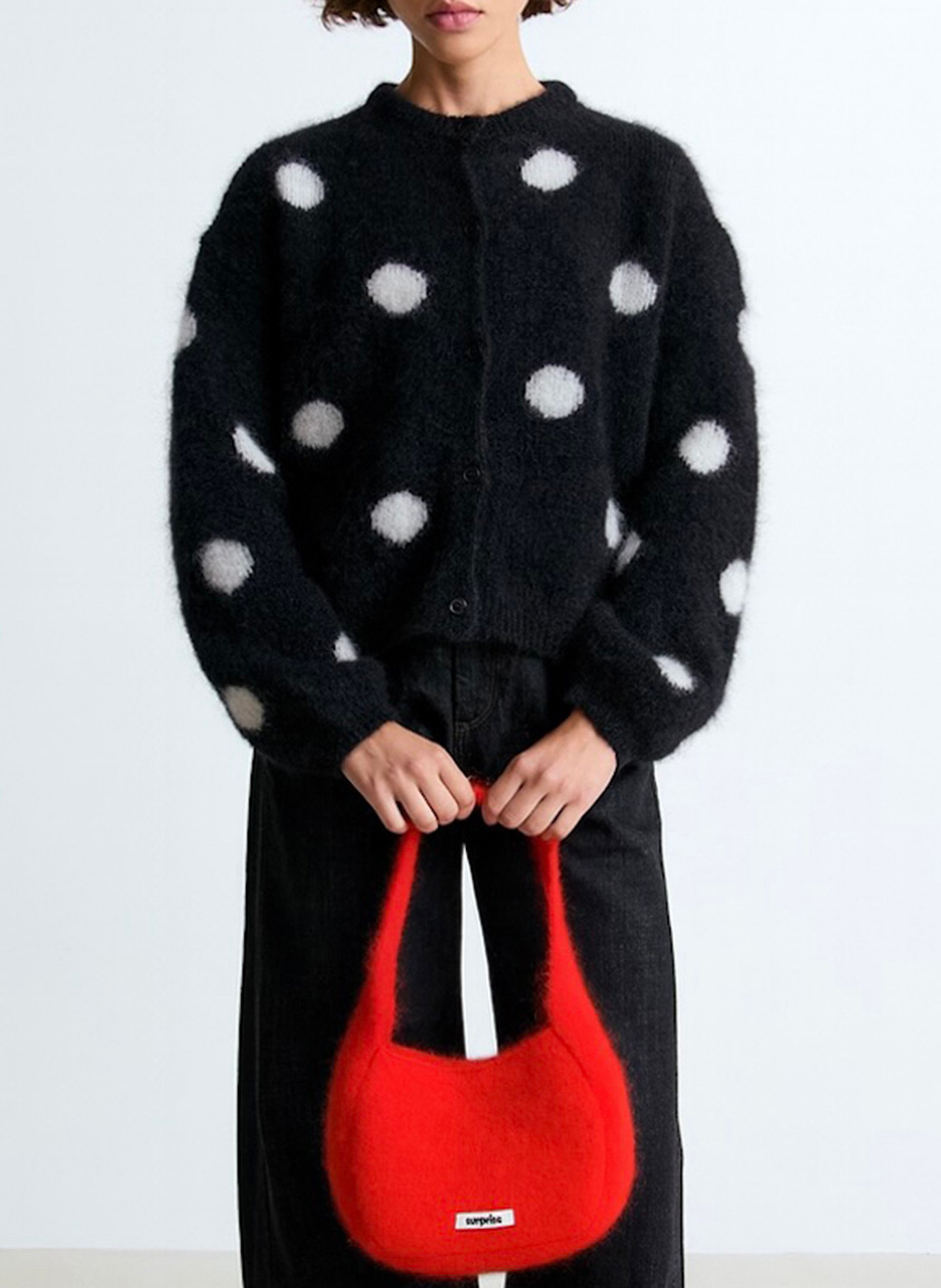 Polka dot wool blend cardigan SURPRISE Multicolored