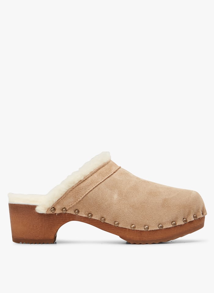 Zuecos Forrados De Piel Aterciopelada Beige Bosabo Mujer Place