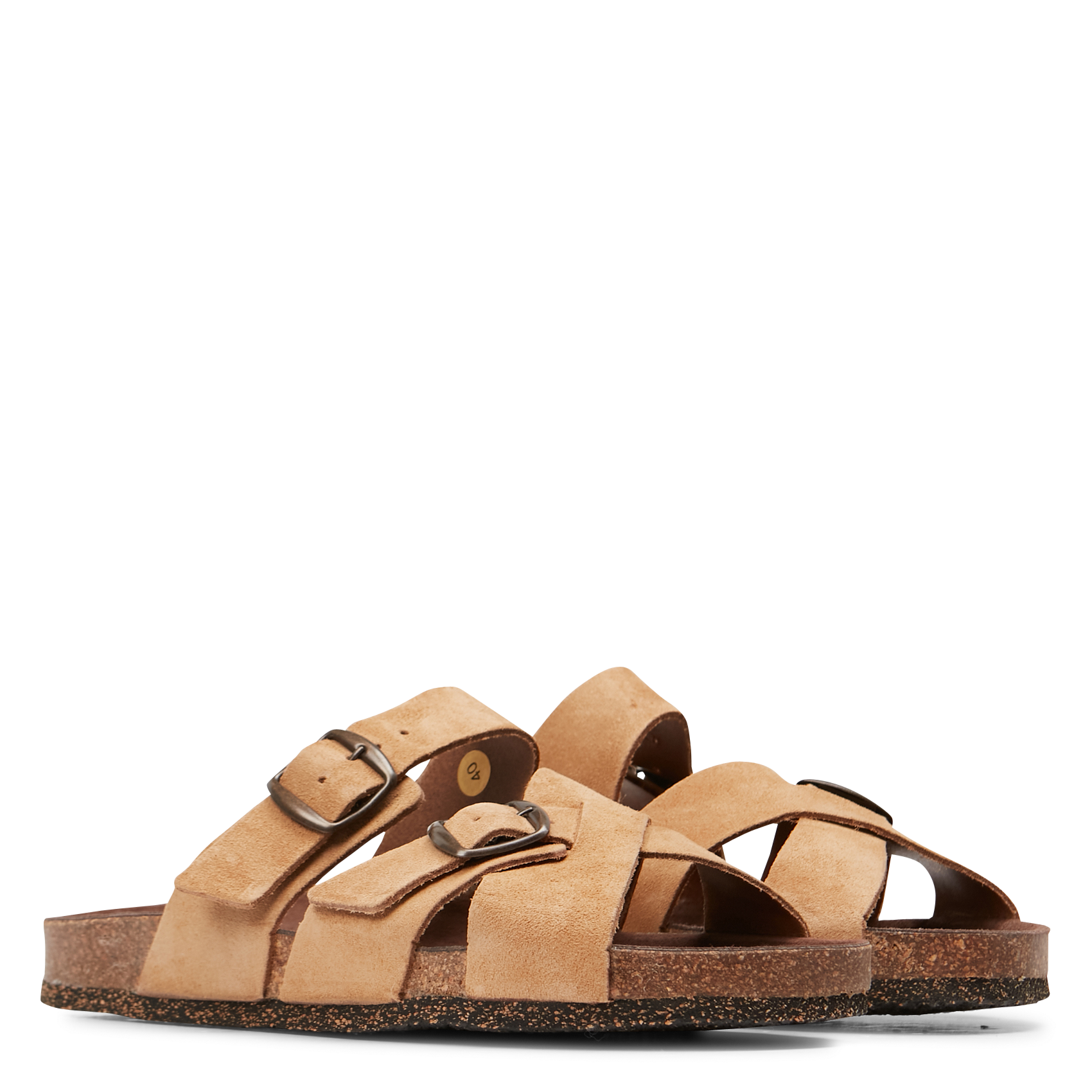 Platte, suède sandalen BOSABO Beige