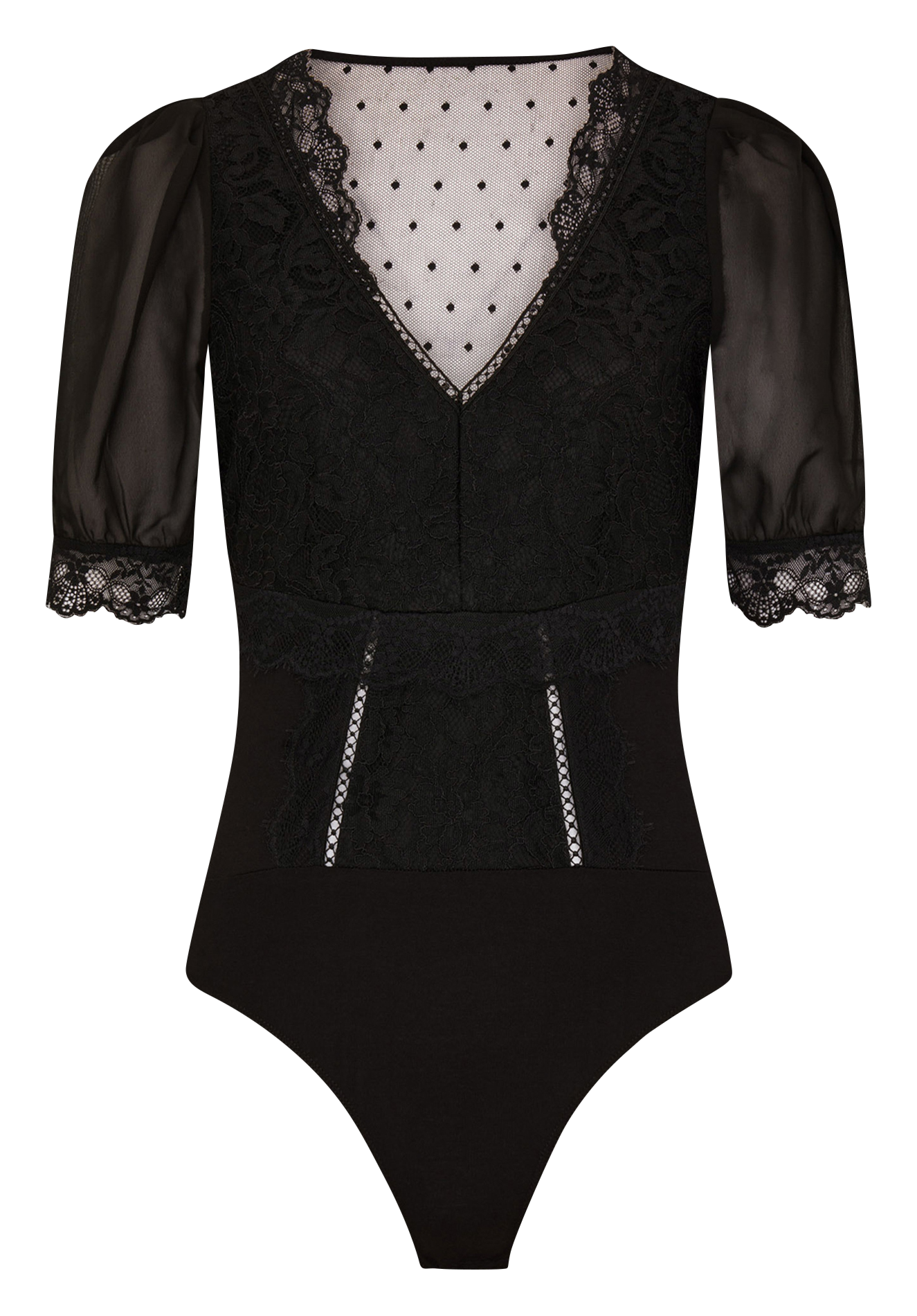 Body aus Spitze mit V-Ausschnitt MORGAN Schwarz
