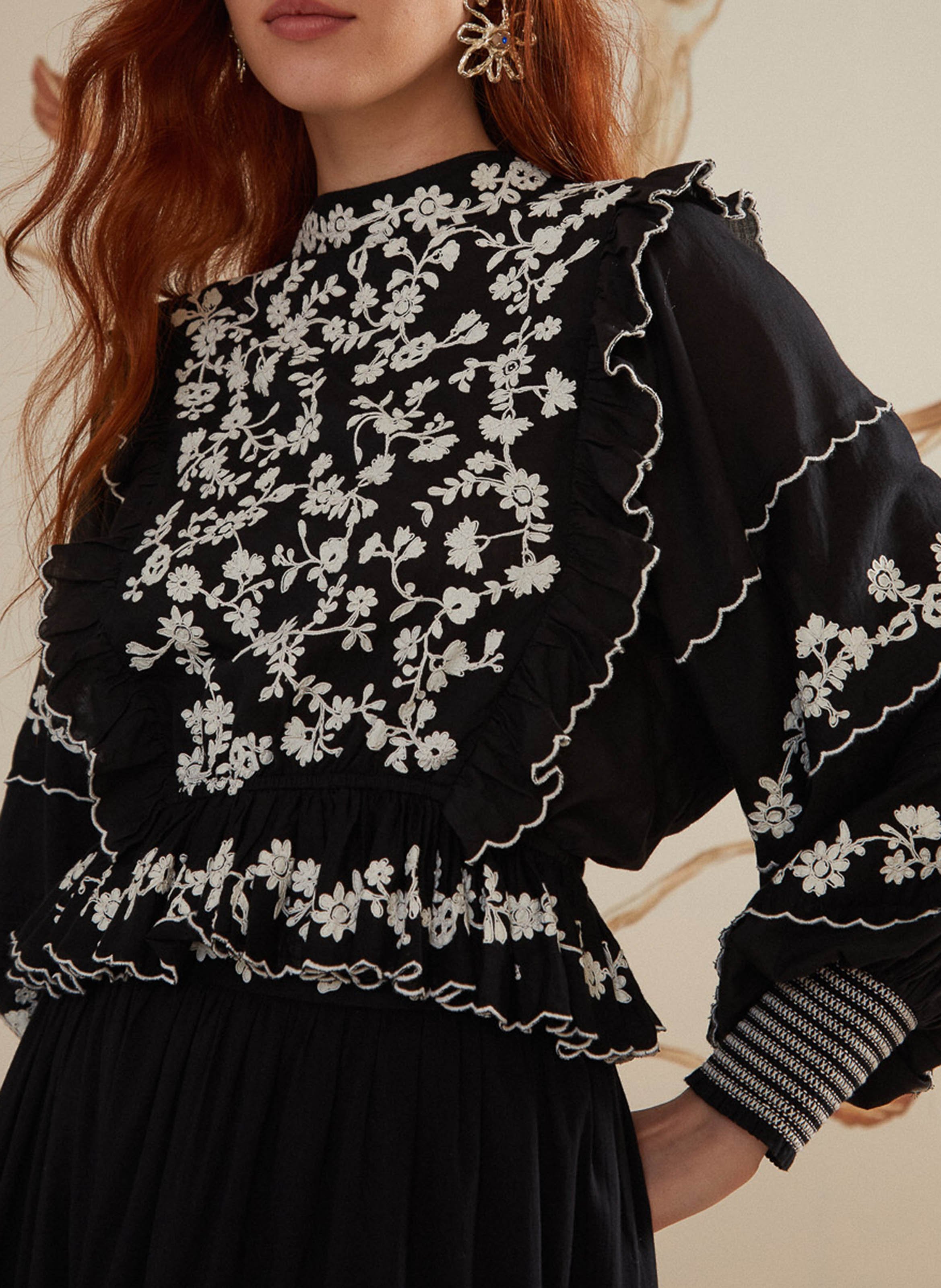 Embroidered blouse FARM RIO Black