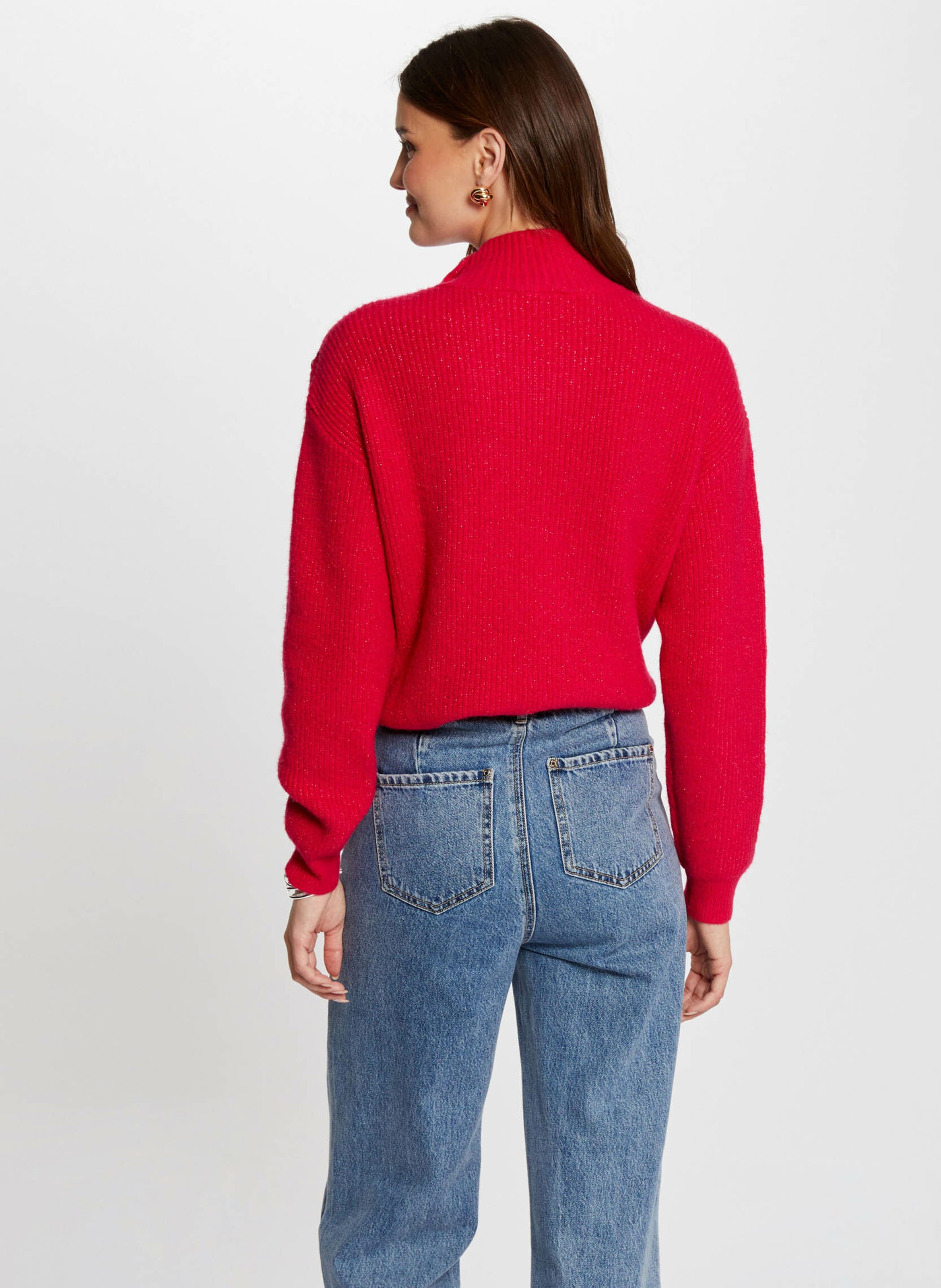 Gerade geschnittener Pullover mit Stehkragen MORGAN Rot